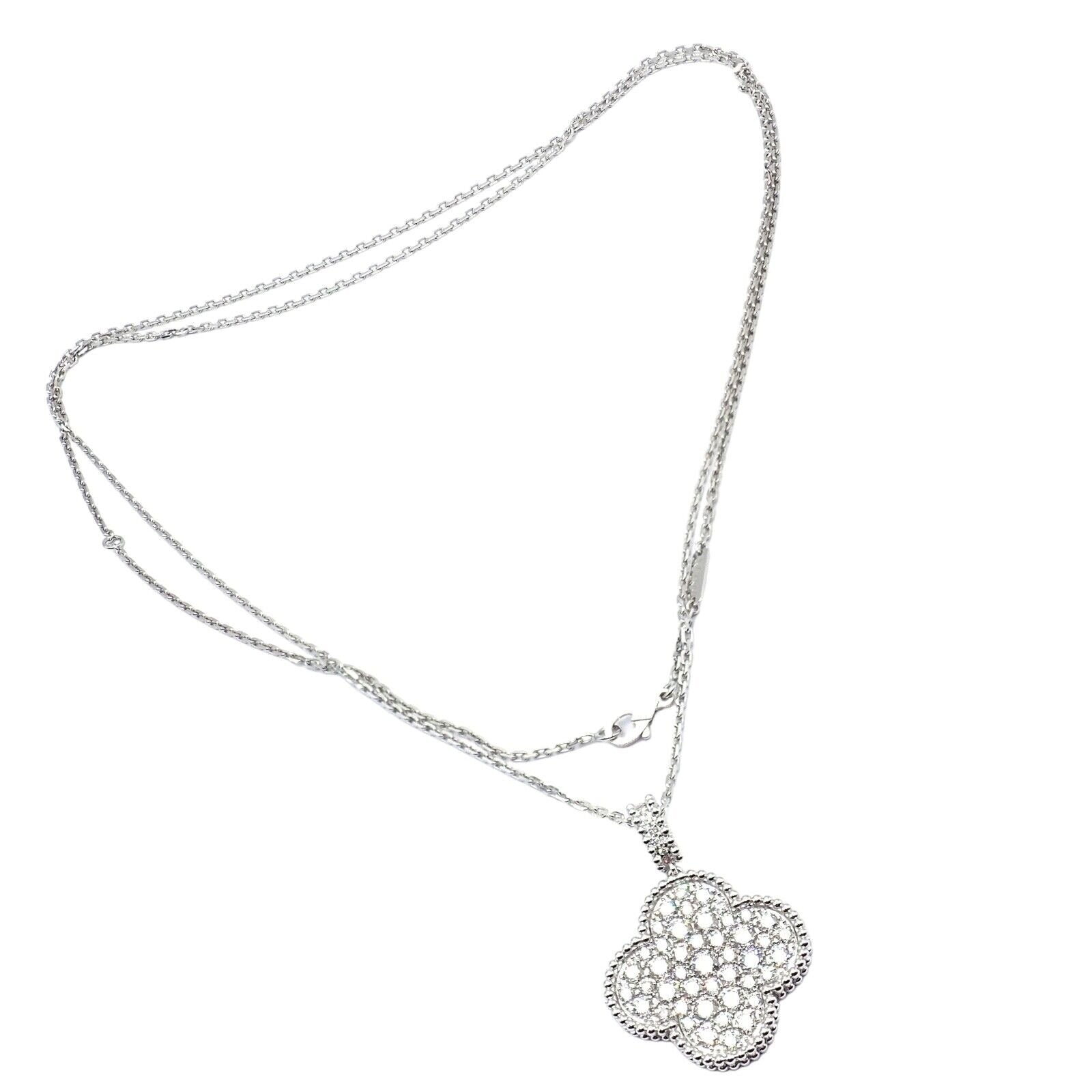 Van Cleef & Arpels Jewelry & Watches:Fine Jewelry:Necklaces & Pendants Van Cleef & Arpels Magic Alhambra 18k White Gold Diamond 1 Motif Long Necklace