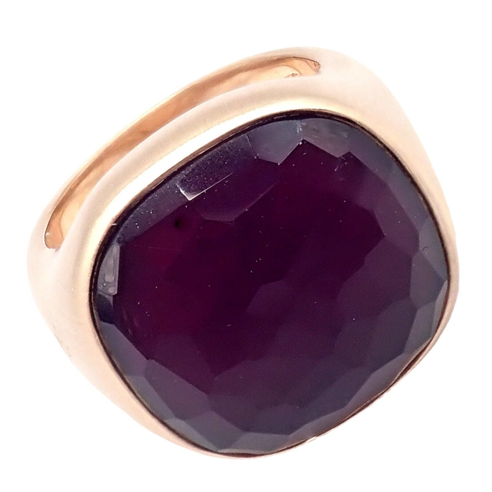 Authentic! Pomellato 18k Rose Gold Large Faceted Amethyst Victoria Ring sz 6.5 | Fortrove