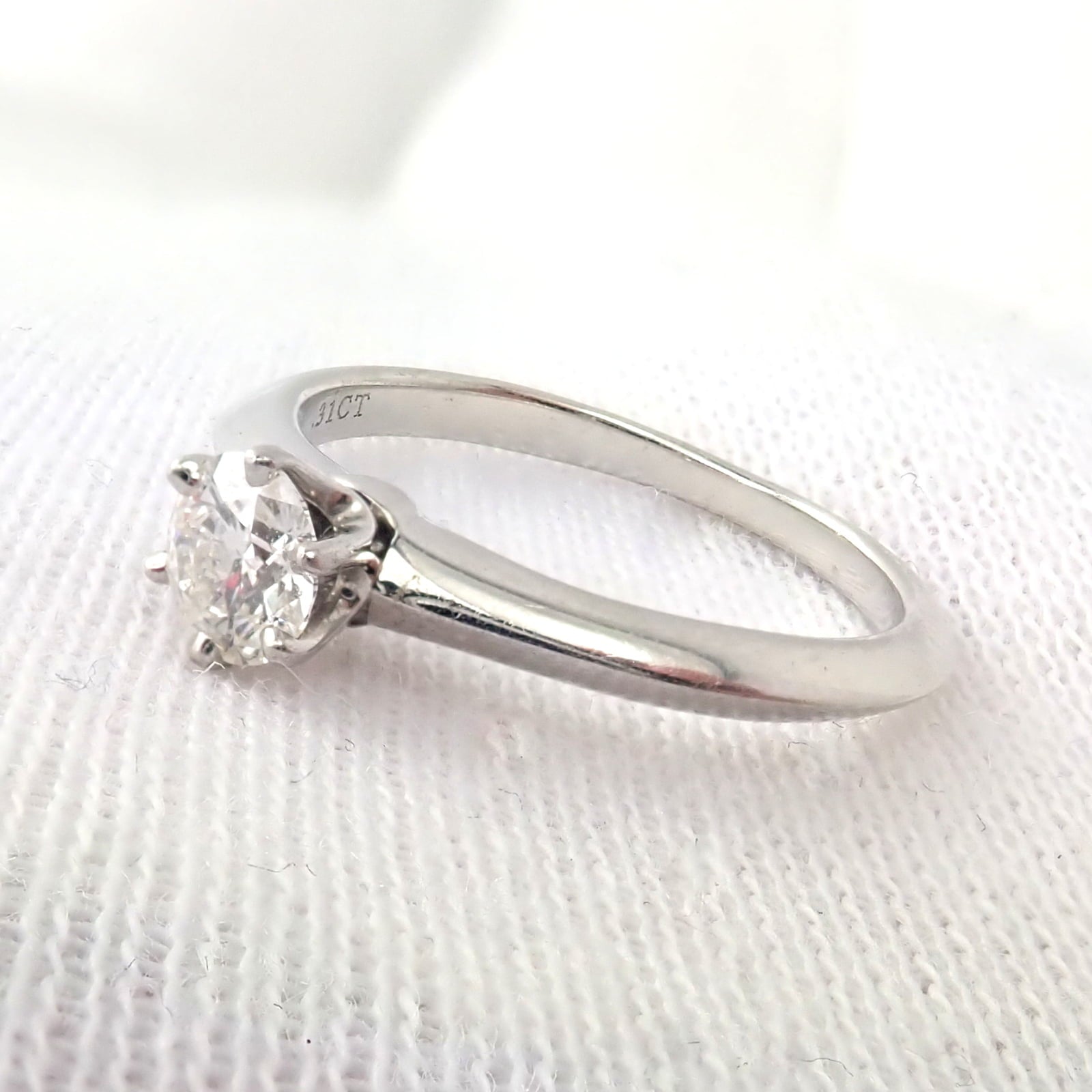 Authentic Tiffany & Co. Platinum 0.31ct Diamond G/VS1 Engagement Ring 4.25 Cert | Fortrove