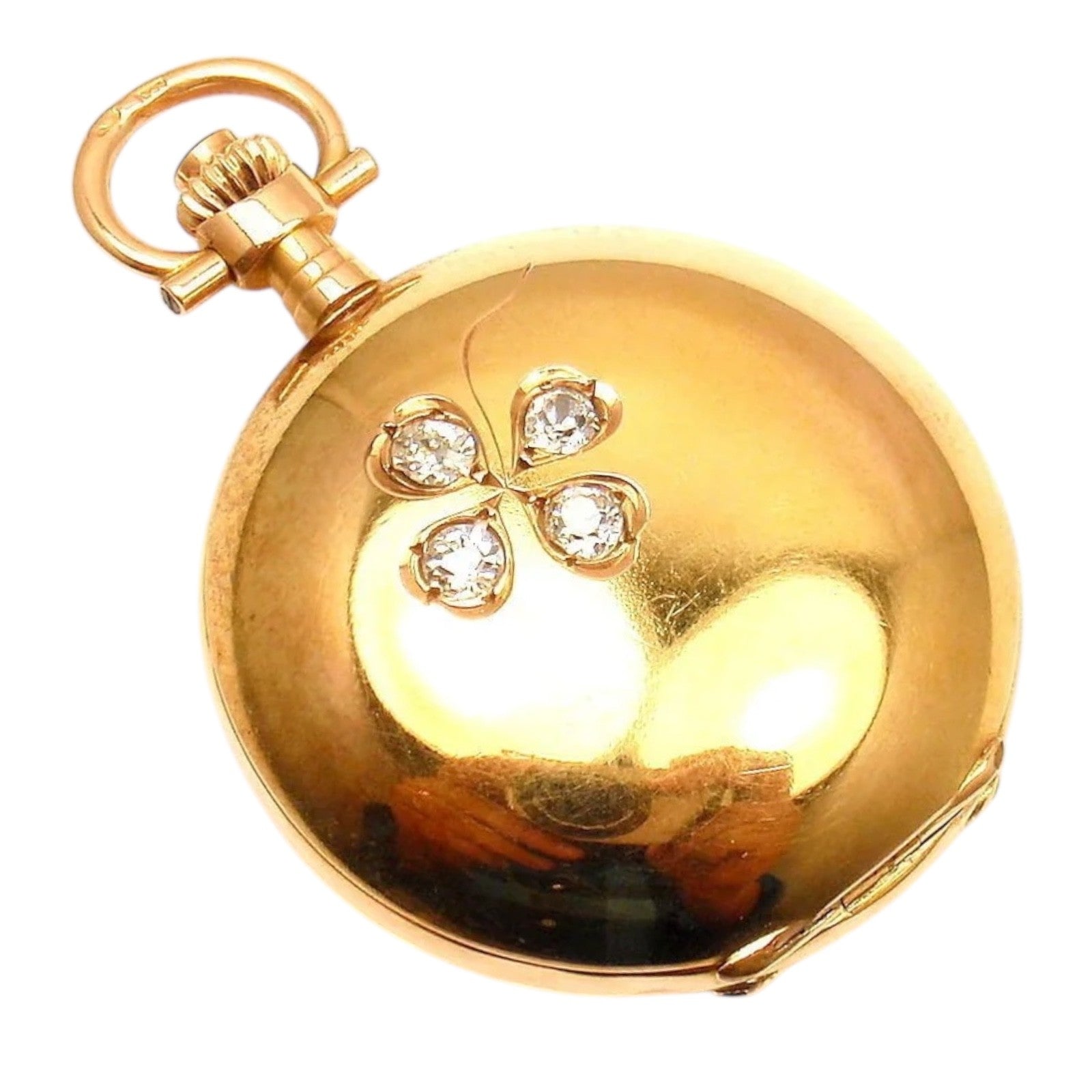 Estate Jewelry & Watches:Watches, Parts & Accessories:Watches:Pocket Watches Vintage! Swiss Yellow Gold Diamond Ladies Pocket Watch High Grade Movement
