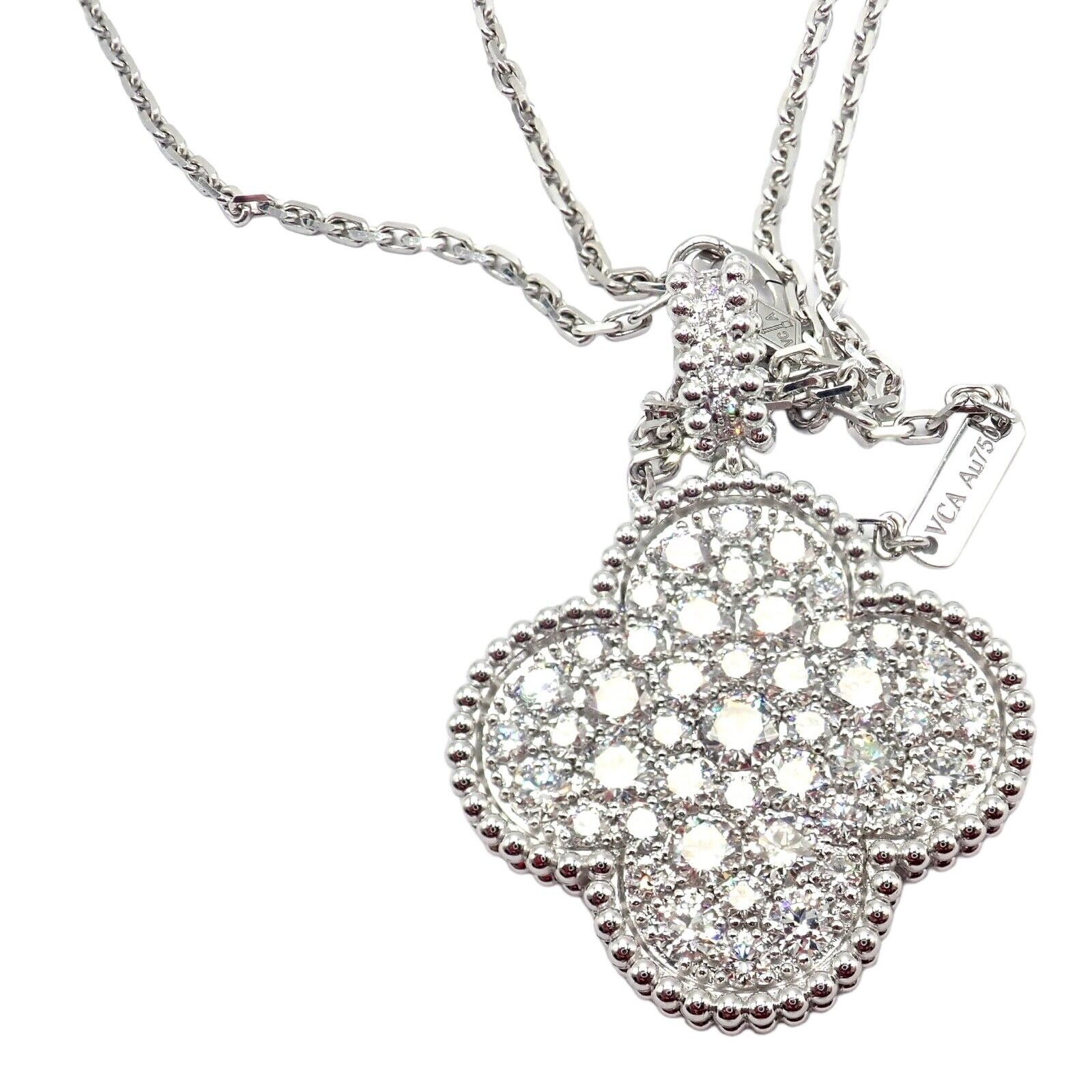 Van Cleef & Arpels Jewelry & Watches:Fine Jewelry:Necklaces & Pendants Van Cleef & Arpels Magic Alhambra 18k White Gold Diamond 1 Motif Long Necklace