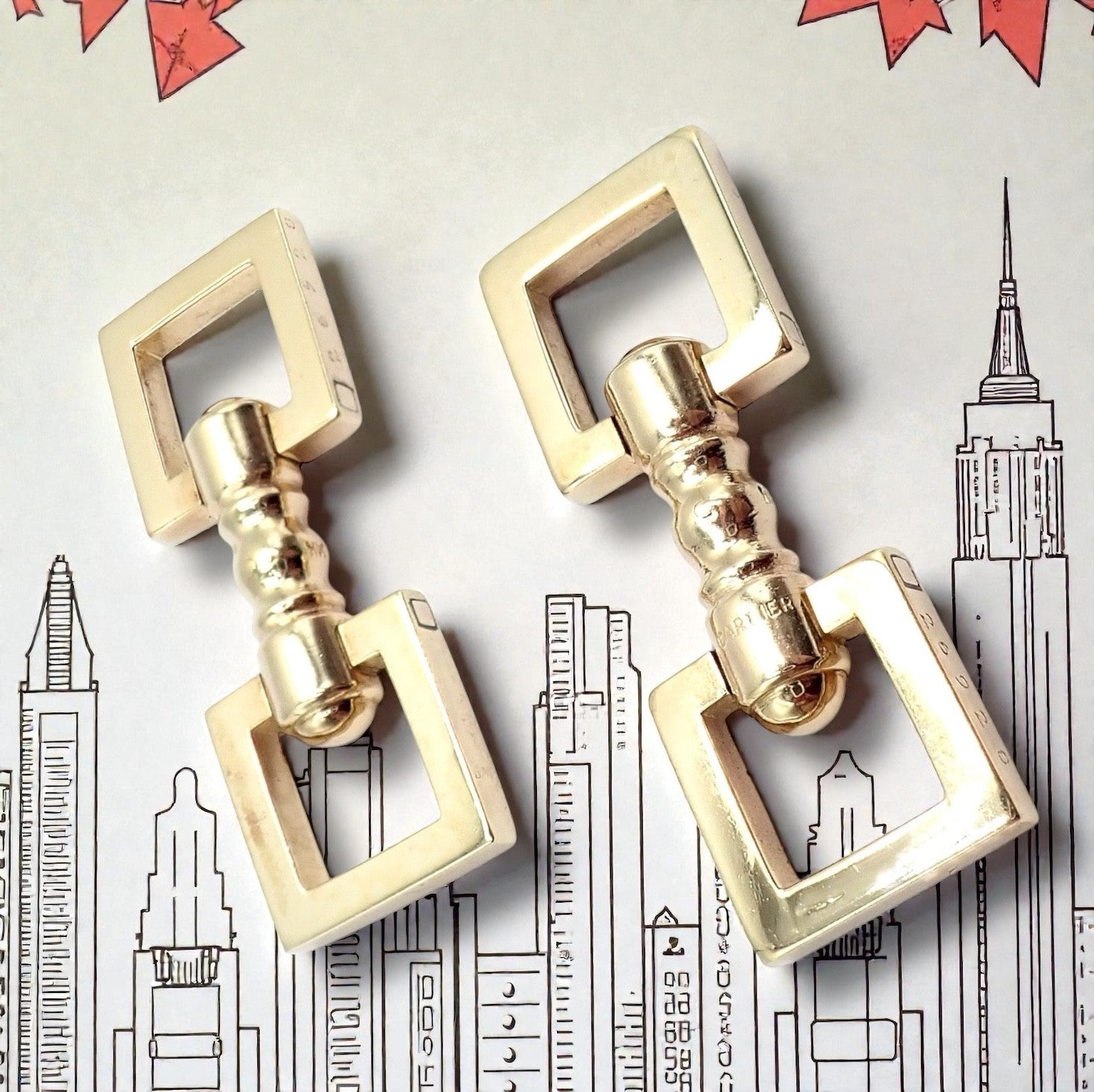 Cartier Jewelry & Watches:Men's Jewelry:Cufflinks Rare! Vintage Cartier 14k Yellow Gold Square Spring Clasp Cufflinks 1960's