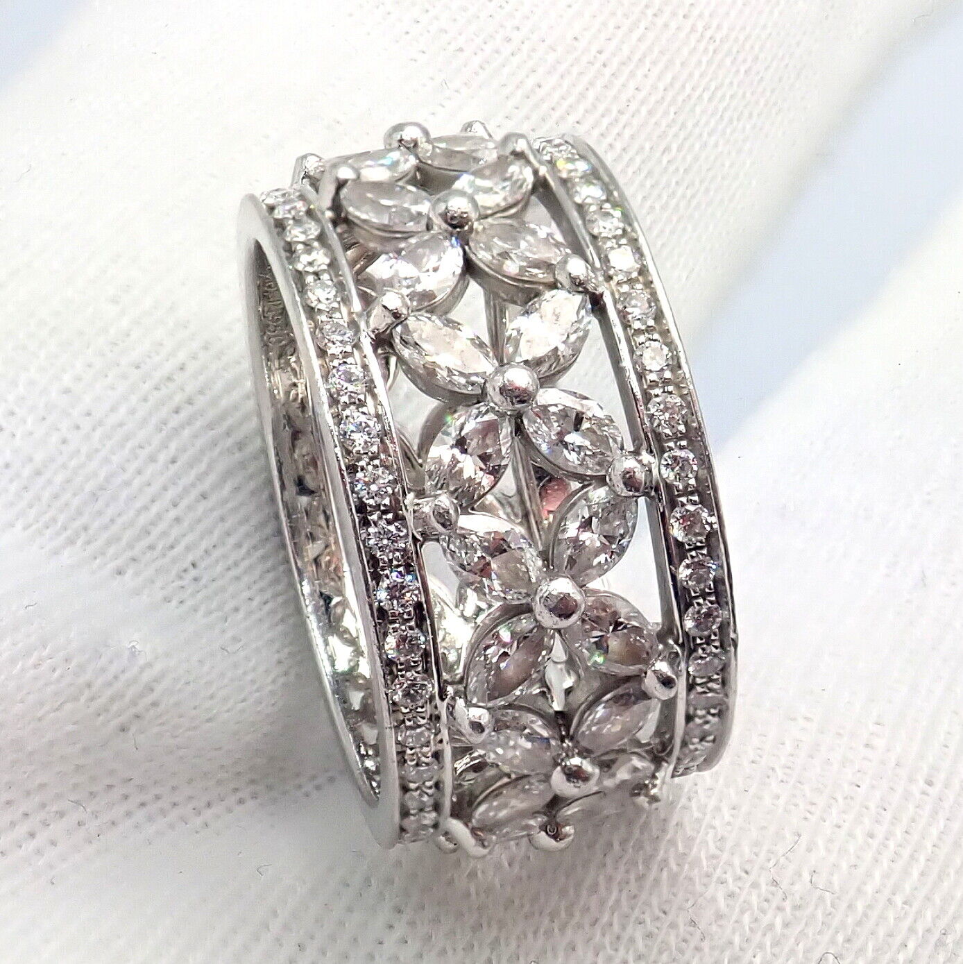 Authentic! Tiffany & Co Platinum 2.34ctw Diamond Victoria Wide Band Ring sz 5.5 | Fortrove