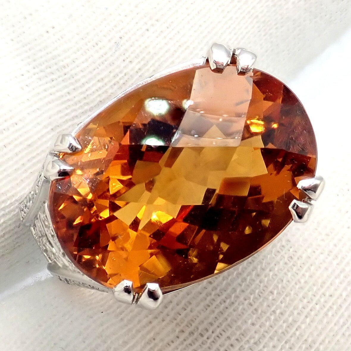 Kieselstein Cord Platinum 2.5ct Diamond Golden Citrine Cockatil Ring 1999 sz 6.5 | Fortrove
