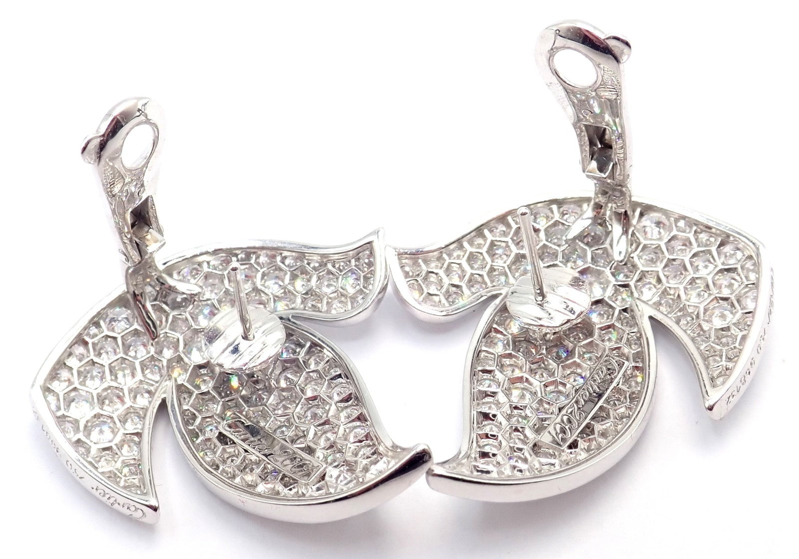 Authentic! Cartier Colombe Dove Of Peace 18k White Gold Diamond Earrings Paper | Fortrove