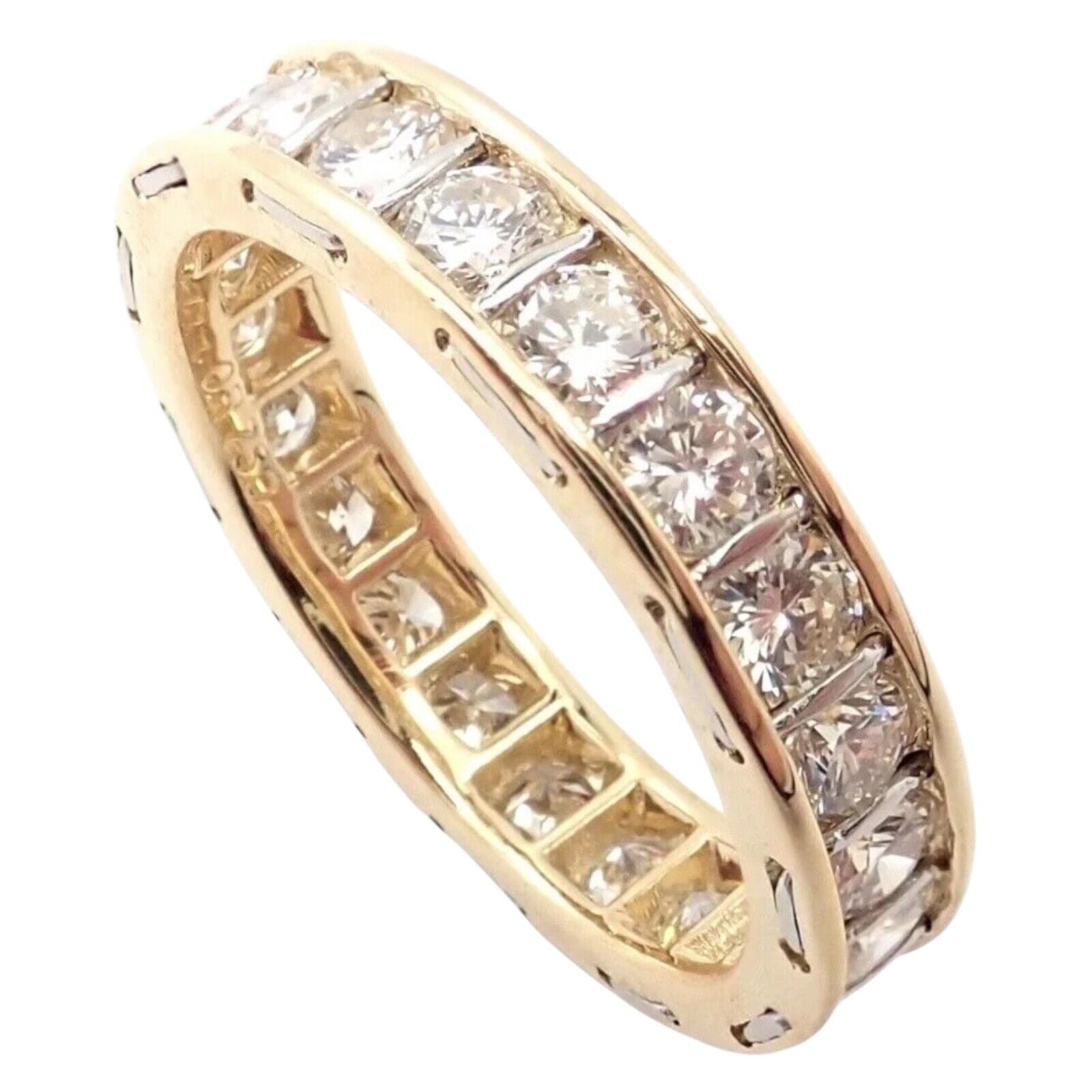 Cartier Jewelry & Watches:Fine Jewelry:Rings Authentic Vintage Cartier Stitches 18k Gold Diamond Eternity Band Ring Size 5