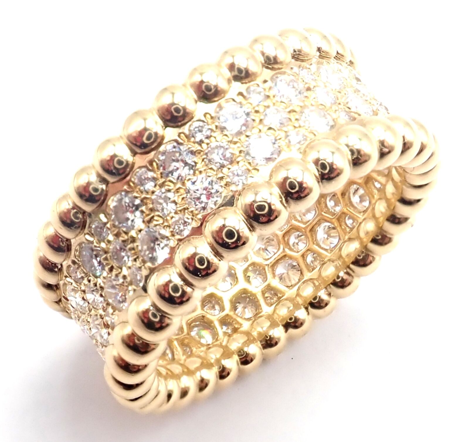 Van Cleef & Arpels Jewelry & Watches:Fine Jewelry:Rings Authentic! Van Cleef & Arpels 18k Yellow Gold Perlee Diamond 3 Rows Band Ring