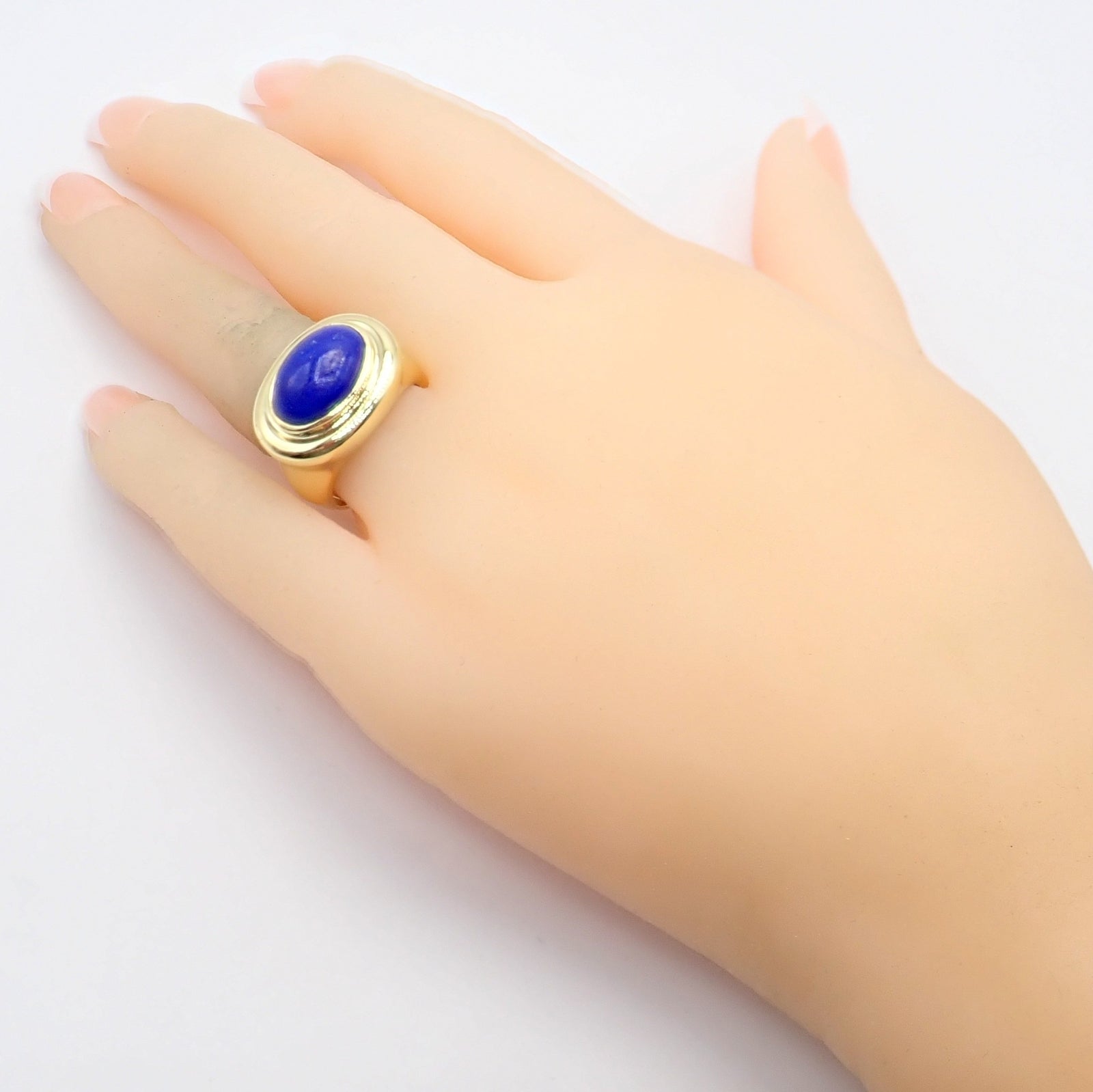 Authentic! Tiffany & Co Paloma Picasso 18k Yellow Gold Large Lapis Oval Ring | Fortrove