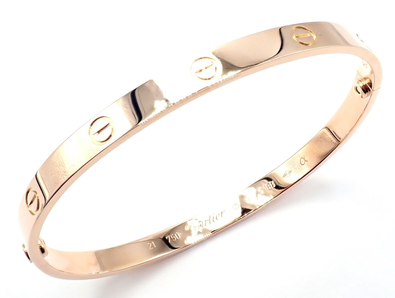 Authentic! Cartier 18k Rose Gold Love Bangle Bracelet Size 21 Paper | Fortrove