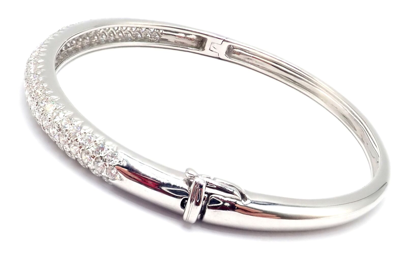 Authentic! Van Cleef & Arpels Eve 18k White Gold Diamond Bangle Bracelet Paper | Fortrove