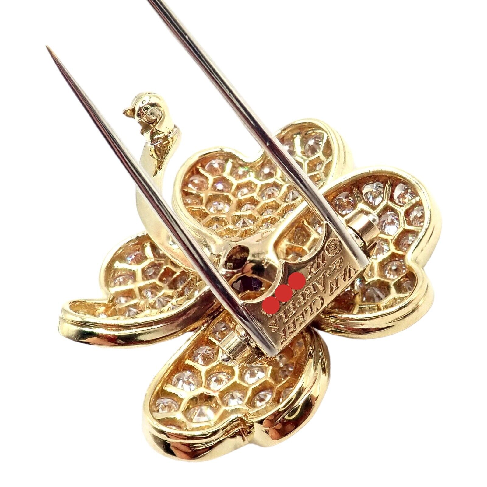 Vintage! Van Cleef & Arpels Cosmos 18k Yellow Gold Diamond Ruby