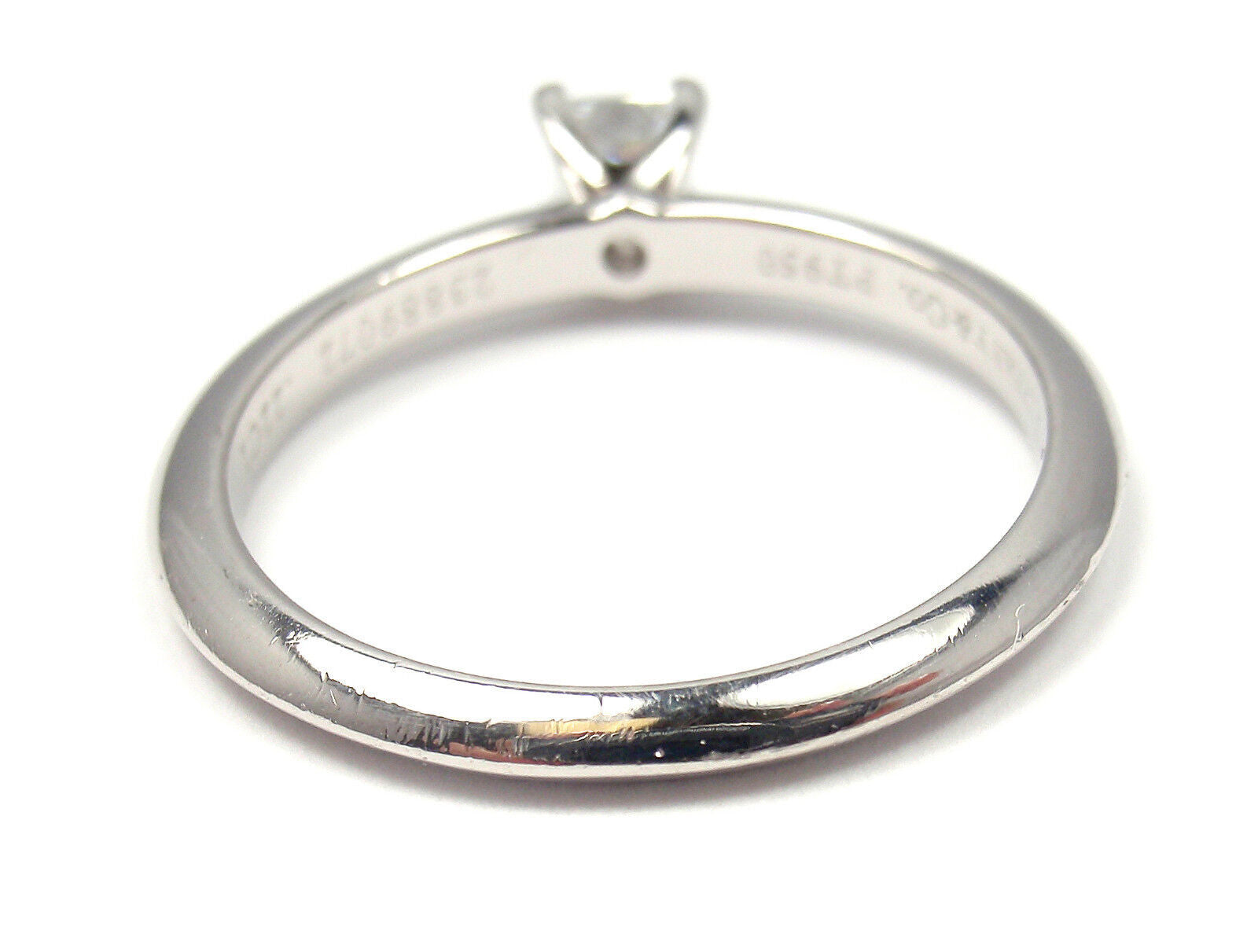 TIFFANY & CO PLATINUM SQUARE CUT DIAMOND 0.22CT VS2 D TRIPLE X ENGAGEMENT RING | Fortrove