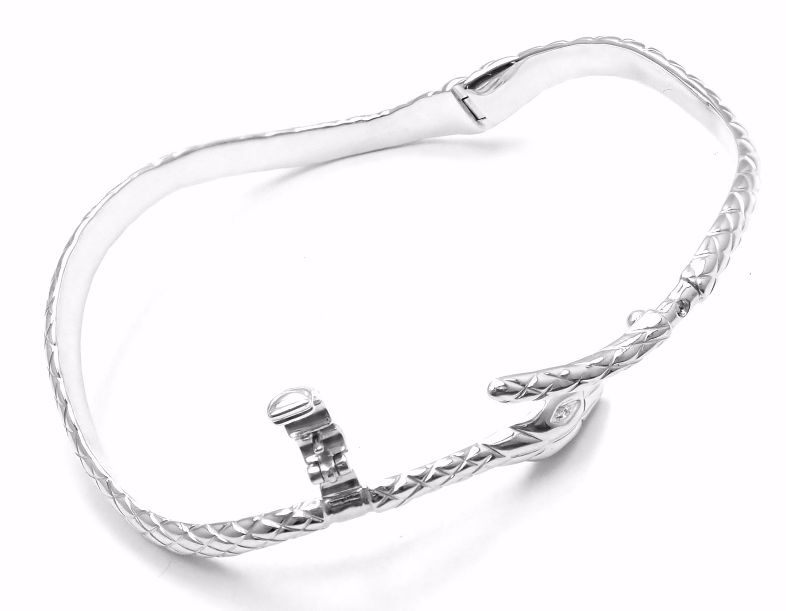 Rare! Authentic Tom Ford 18k White Gold Diamond Snake Bangle Bracelet | Fortrove