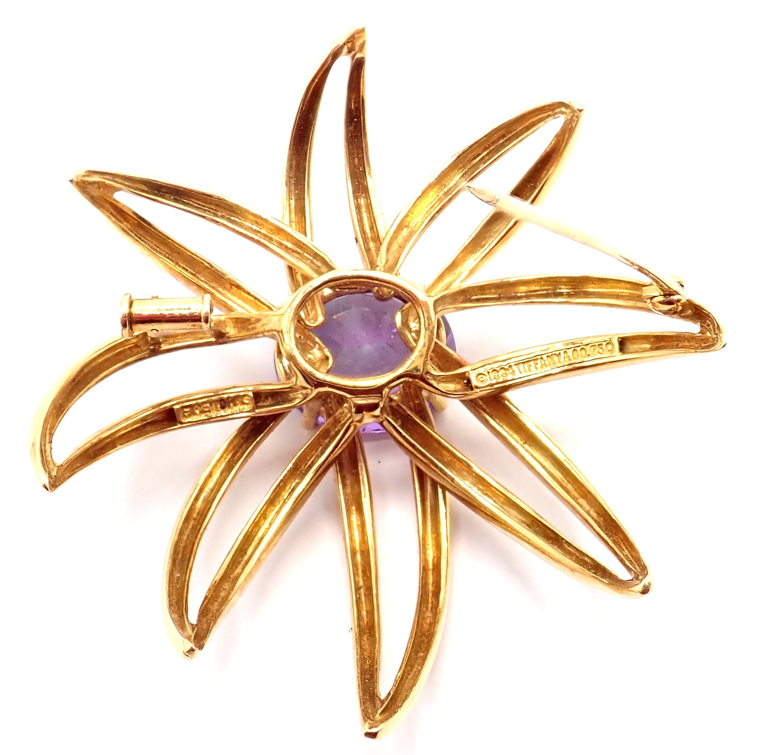 Tiffany & Co. Jewelry & Watches:Fine Jewelry:Brooches & Pins Authentic! Tiffany & Co Fireworks 18k Yellow Gold Amethyst Pin Brooch 1994