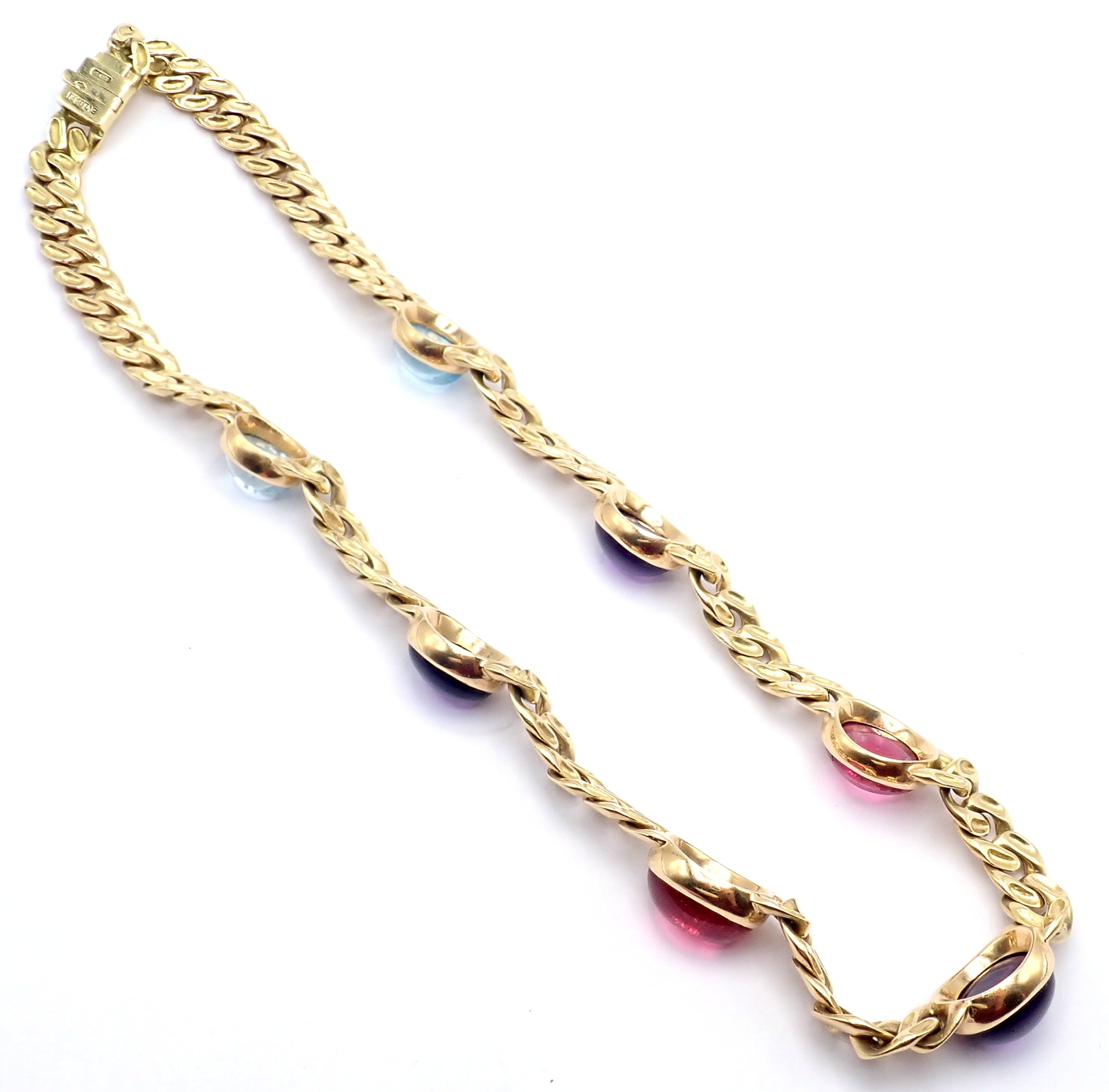 Rare! Vintage Bvlgari Bulgari 18k Yellow Gold Color Stone Link Necklace | Fortrove