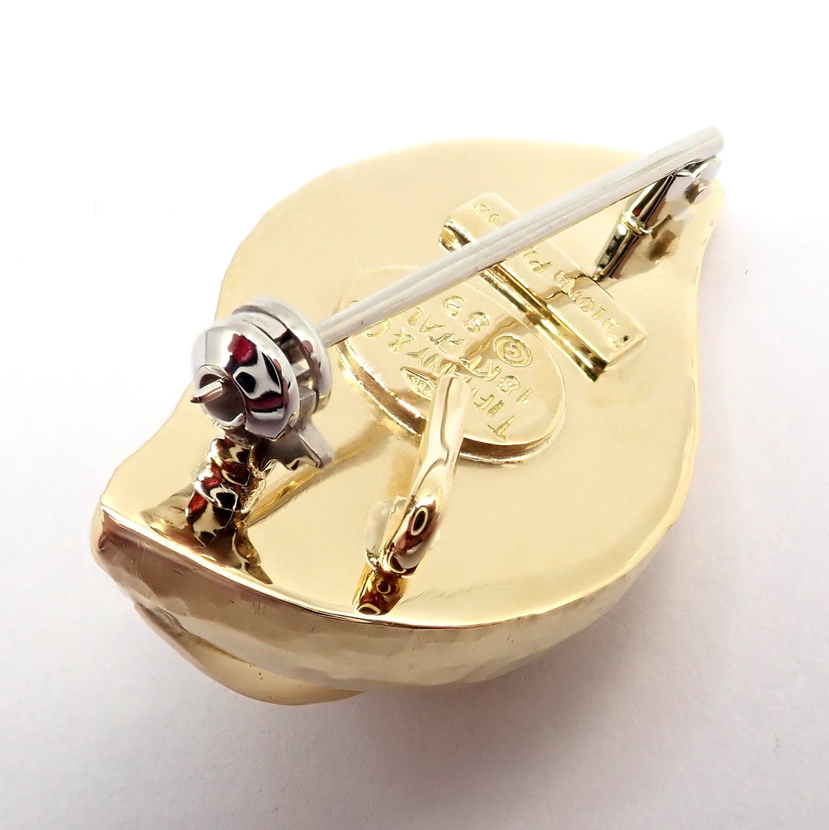 Tiffany & Co. Jewelry & Watches:Fine Jewelry:Brooches & Pins Vintage Tiffany & Co. Picasso Hammered 18k Yellow Gold Diamond Leaf Brooch 1989