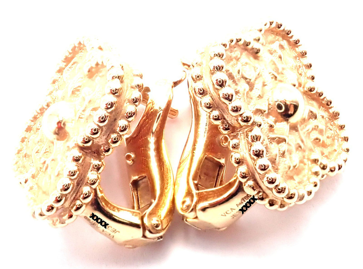 Van Cleef & Arpels Jewelry & Watches:Fine Jewelry:Earrings Authentic! Van Cleef & Arpels Vintage Alhambra 18k Rose Gold Earrings Cert.