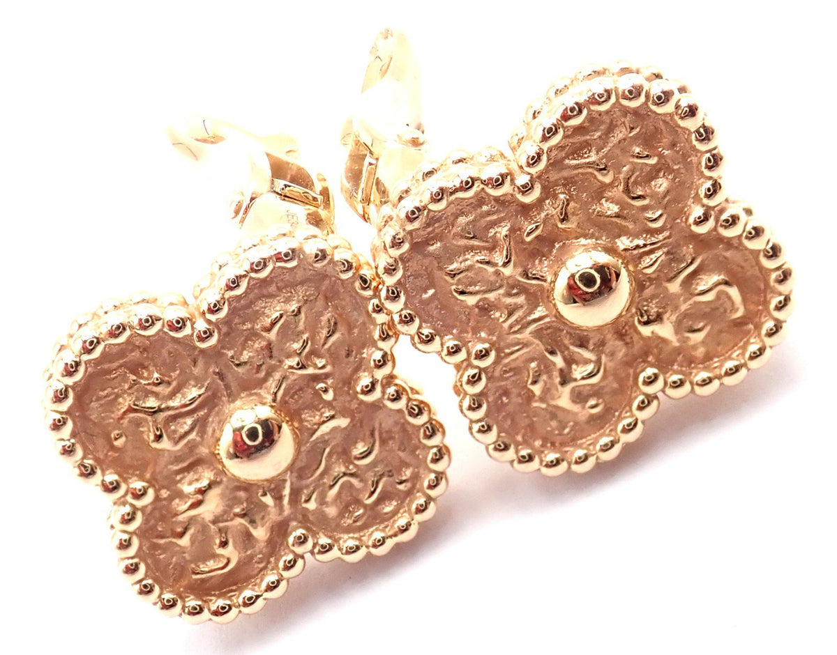 Van Cleef & Arpels Jewelry & Watches:Fine Jewelry:Earrings Authentic! Van Cleef & Arpels Vintage Alhambra 18k Rose Gold Earrings Cert.