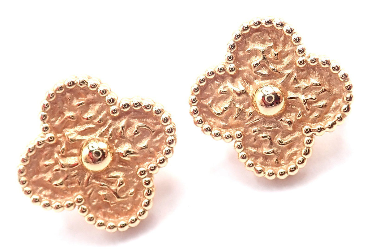 Van Cleef & Arpels Jewelry & Watches:Fine Jewelry:Earrings Authentic! Van Cleef & Arpels Vintage Alhambra 18k Rose Gold Earrings Cert.