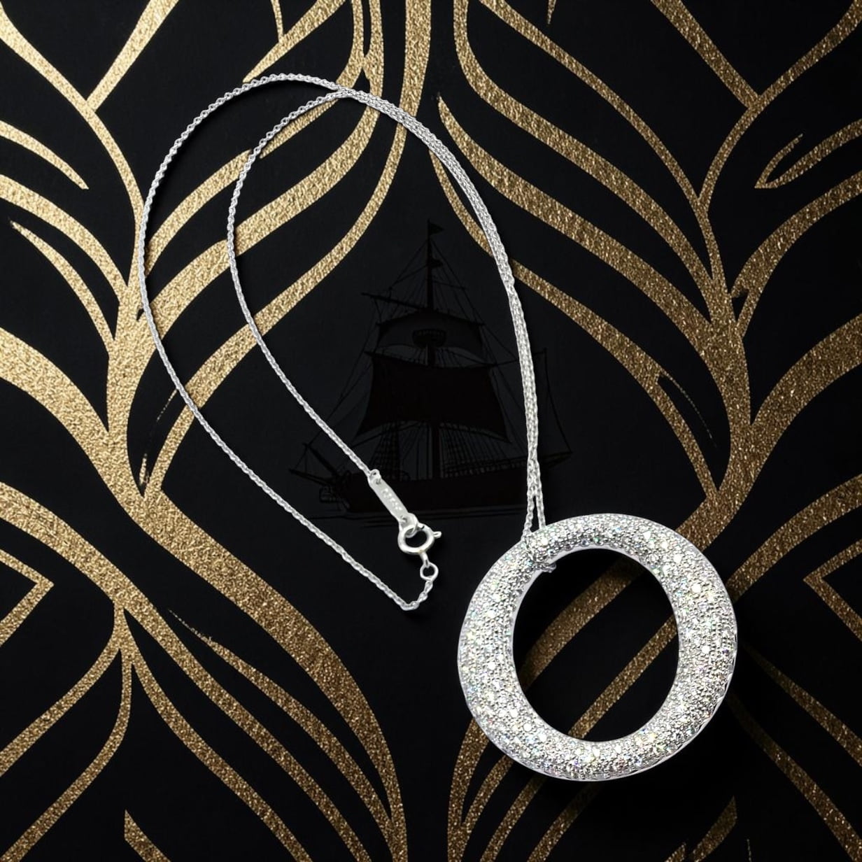 Tiffany & Co. Jewelry & Watches:Fine Jewelry:Necklaces & Pendants Tiffany & Co Peretti Platinum Diamond Large 35mm Sevillana Pendant Necklace