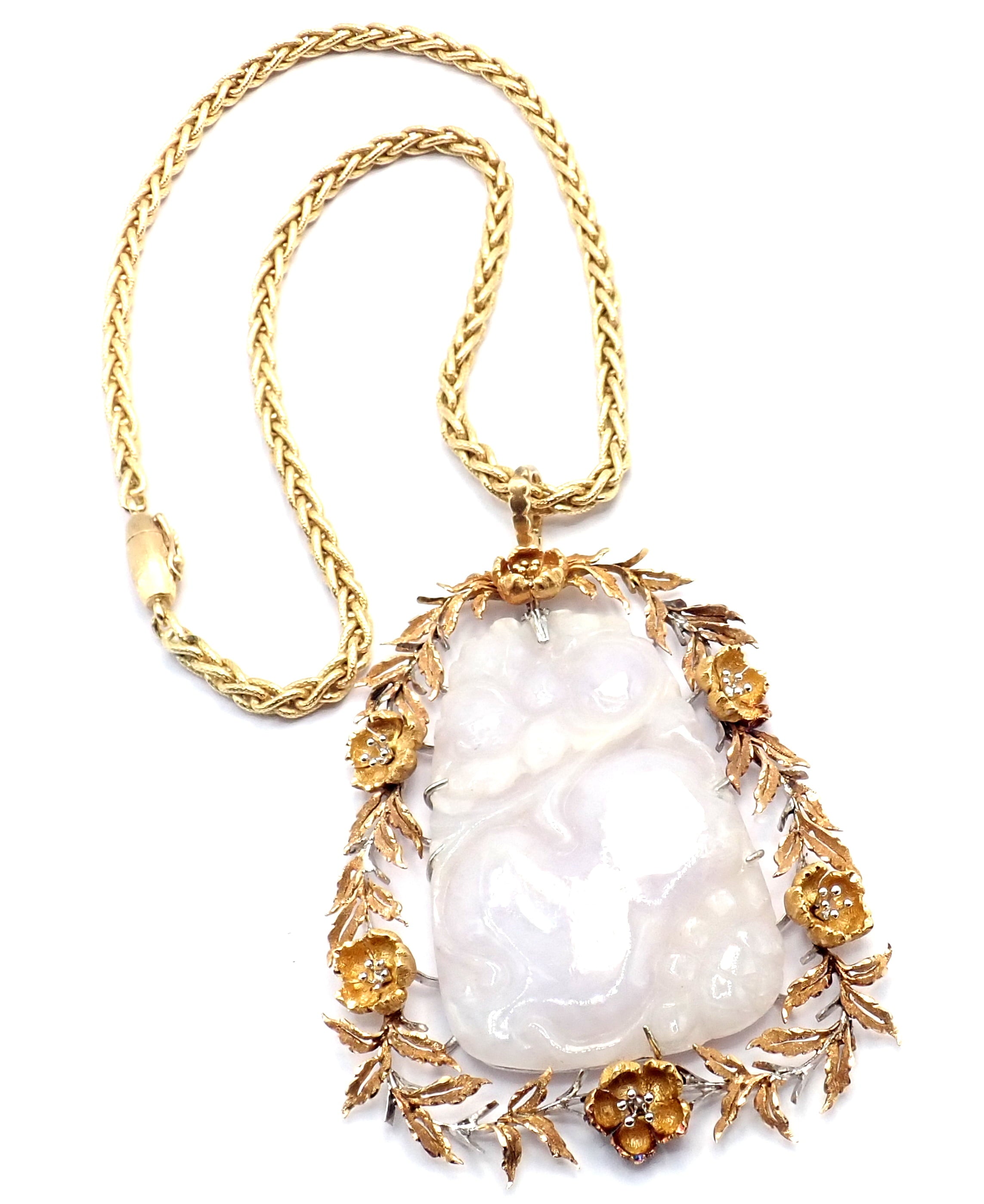 Buccellati Jewelry & Watches:Fine Jewelry:Necklaces & Pendants Authentic! Vintage Buccellati 18k Yellow Gold Lavender Jade Pendant Necklace