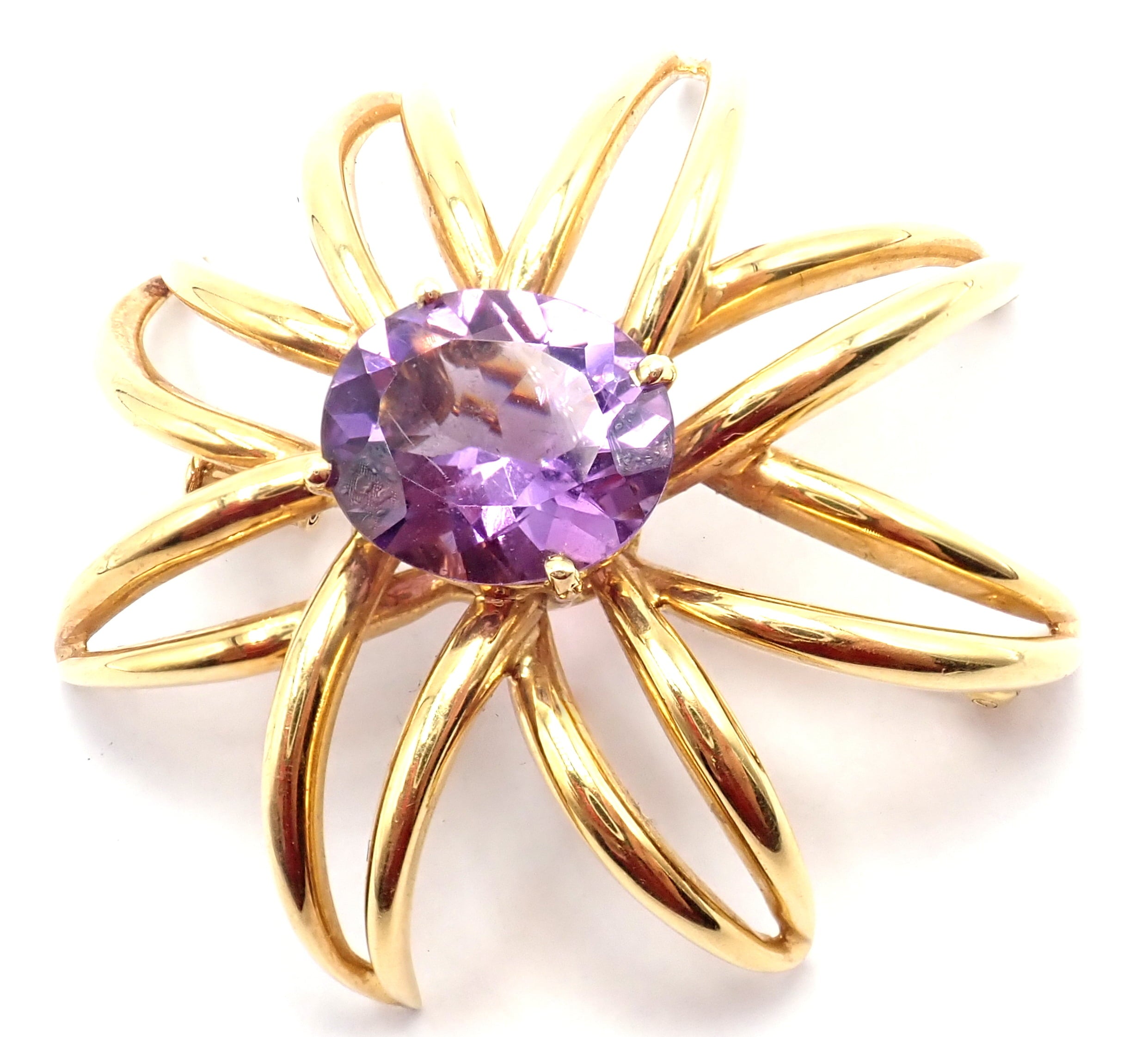 Tiffany & Co. Jewelry & Watches:Fine Jewelry:Brooches & Pins Authentic! Tiffany & Co Fireworks 18k Yellow Gold Amethyst Pin Brooch 1994
