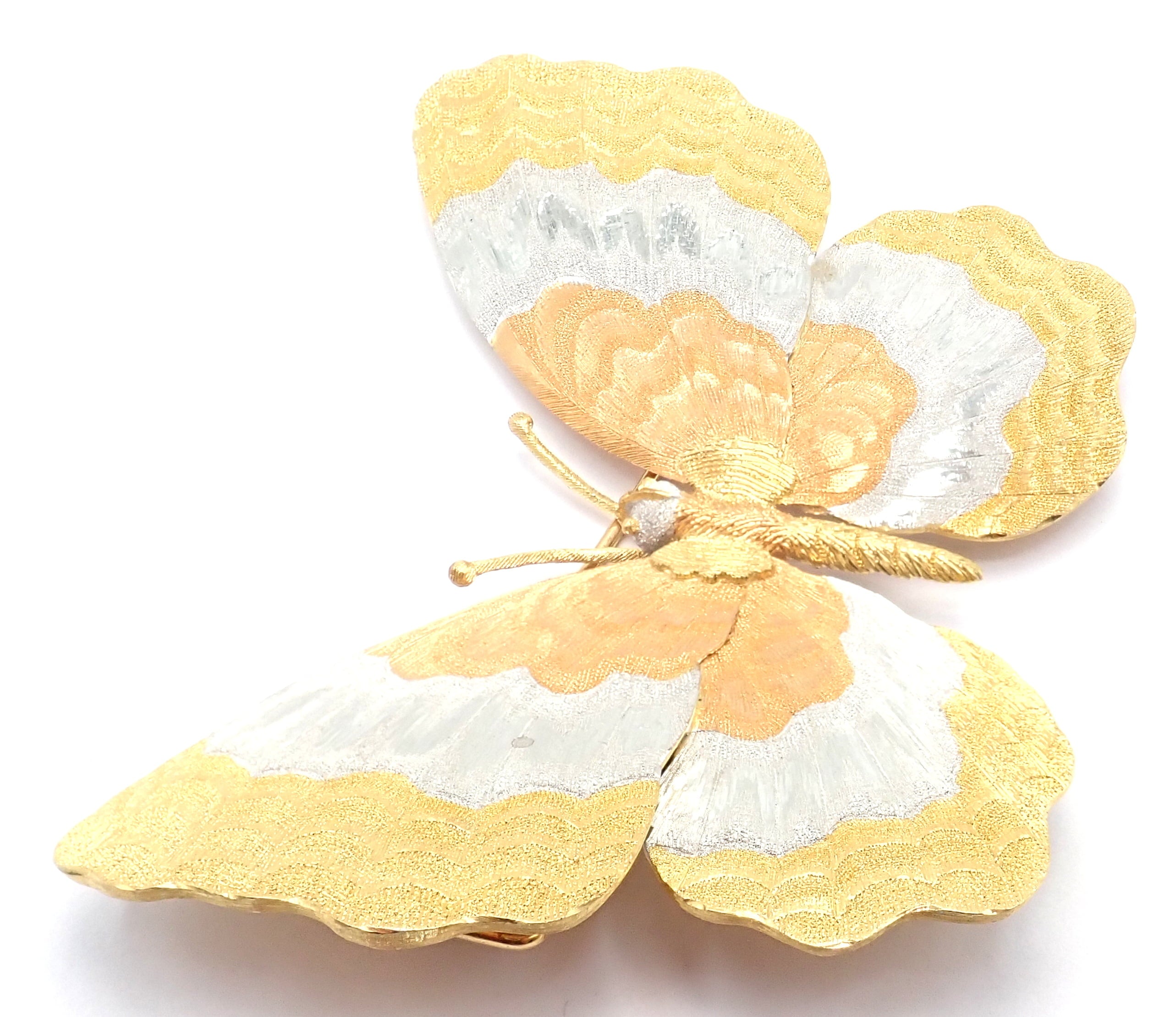 Buccellati Jewelry & Watches:Fine Jewelry:Brooches & Pins Authentic! Buccellati 18k Yellow White Rose Gold Large Butterfly Pin Brooch