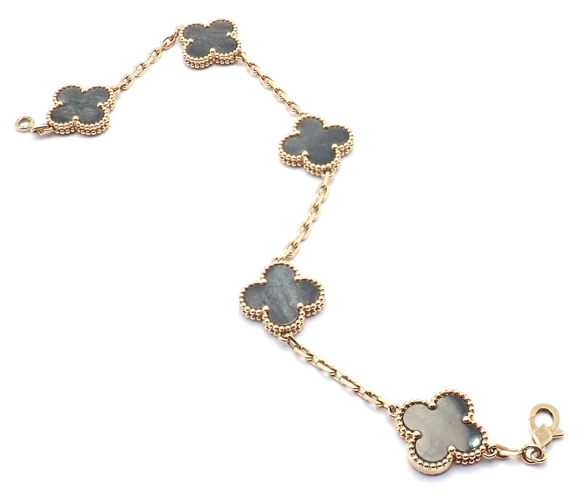 Van Cleef & Arpels Jewelry & Watches:Fine Jewelry:Bracelets & Charms Authentic! Van Cleef & Arpels Alhambra 18k Rose Gold Obsidian Bracelet Cert.