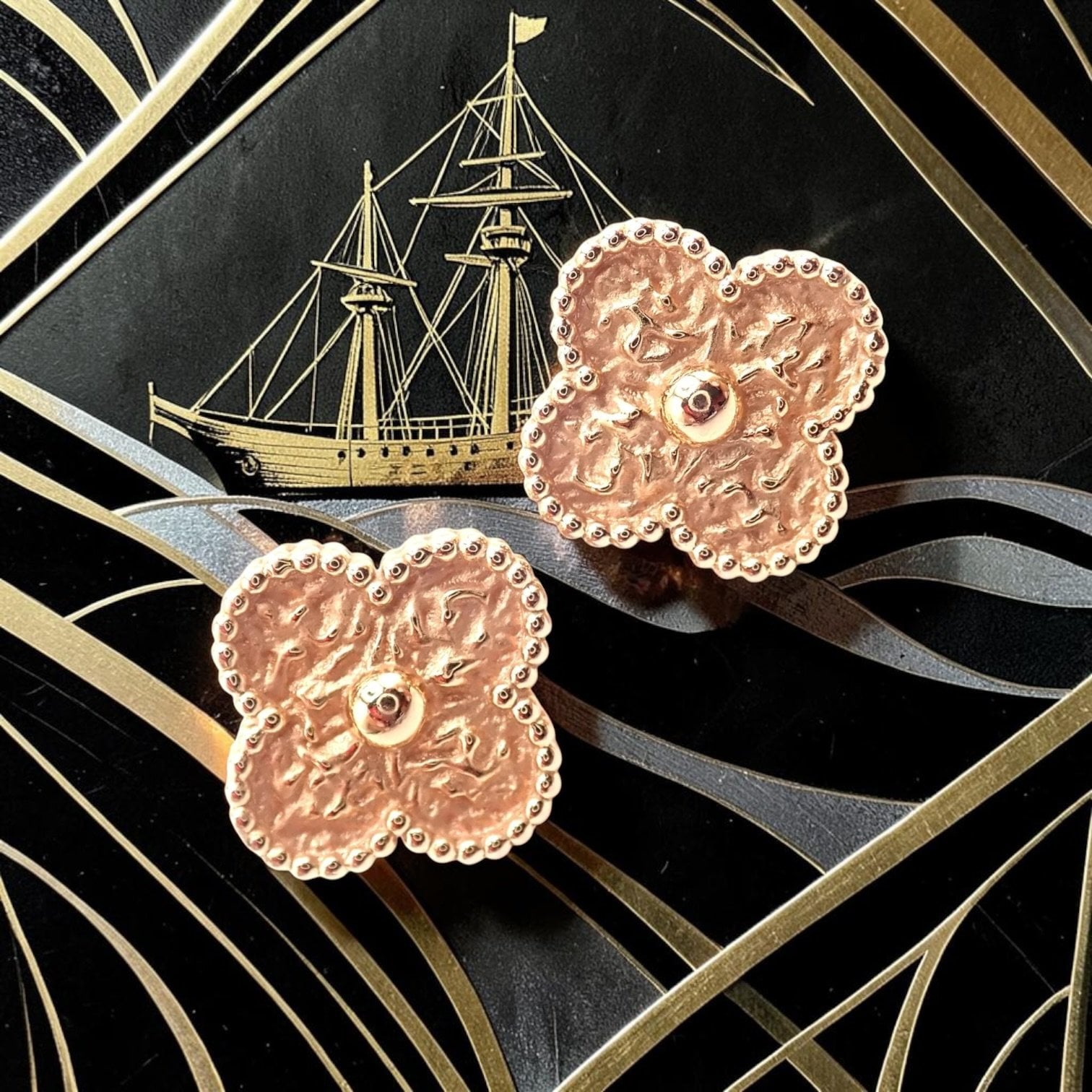 Van Cleef & Arpels Jewelry & Watches:Fine Jewelry:Earrings Authentic! Van Cleef & Arpels Vintage Alhambra 18k Rose Gold Earrings Cert.