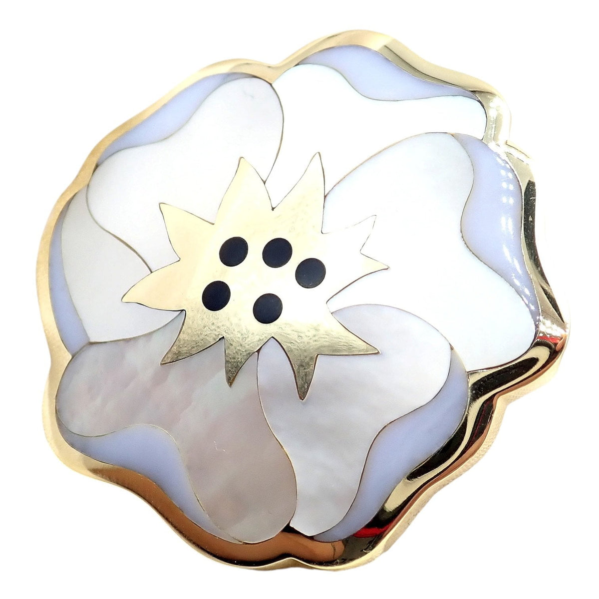 Tiffany & Co. Jewelry & Watches:Fine Jewelry:Brooches & Pins Rare! Tiffany & Co. Cummings 18k Yellow Gold Inlay Onyx Mother of Pearl Brooch
