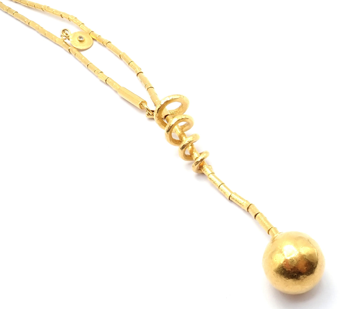 Gurhan Jewelry & Watches:Fine Jewelry:Necklaces & Pendants Authentic! Gurhan Vertigo 24k Yellow Gold Ruby Lariat Beaded Spiral Necklace