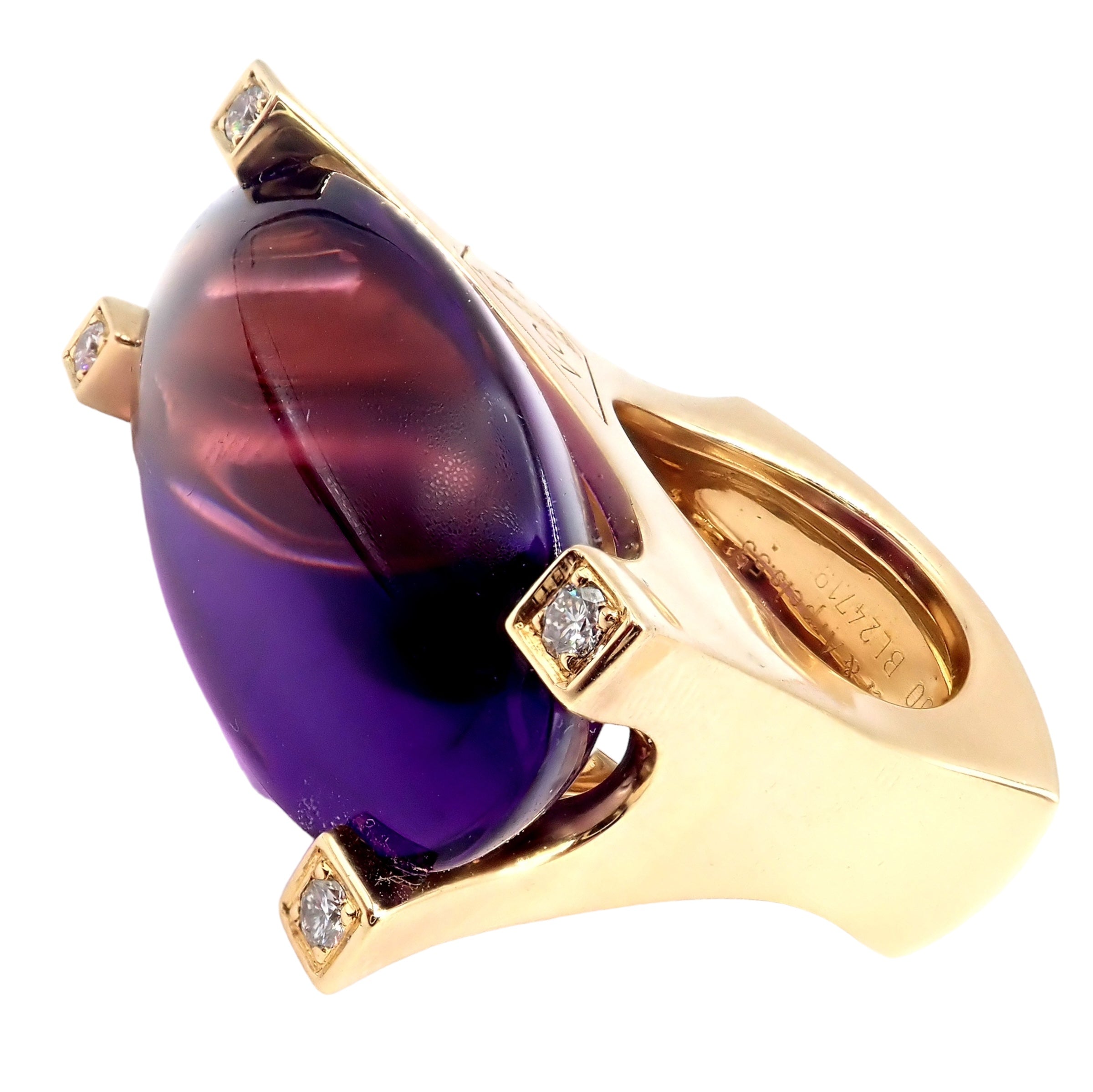 Rare! Authentic Van Cleef & Arpels 18k Yellow Gold Diamond Large Amethyst Ring | Fortrove