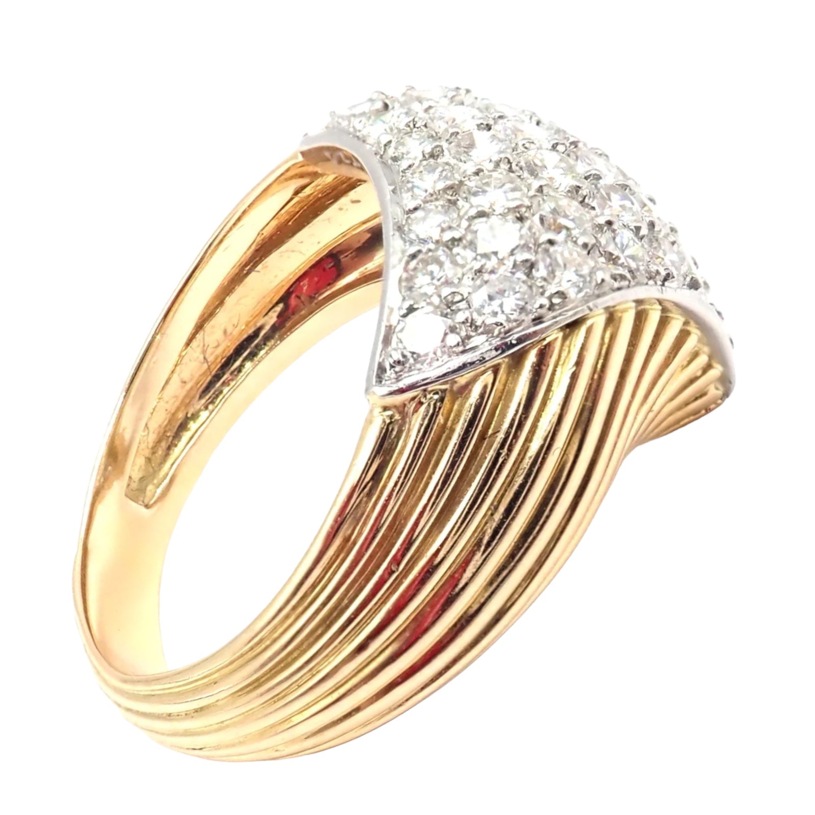 Cartier Jewelry & Watches:Fine Jewelry:Rings Authentic! Vintage Cartier Paris 18k Yellow & White Gold Diamond Wide Band Ring