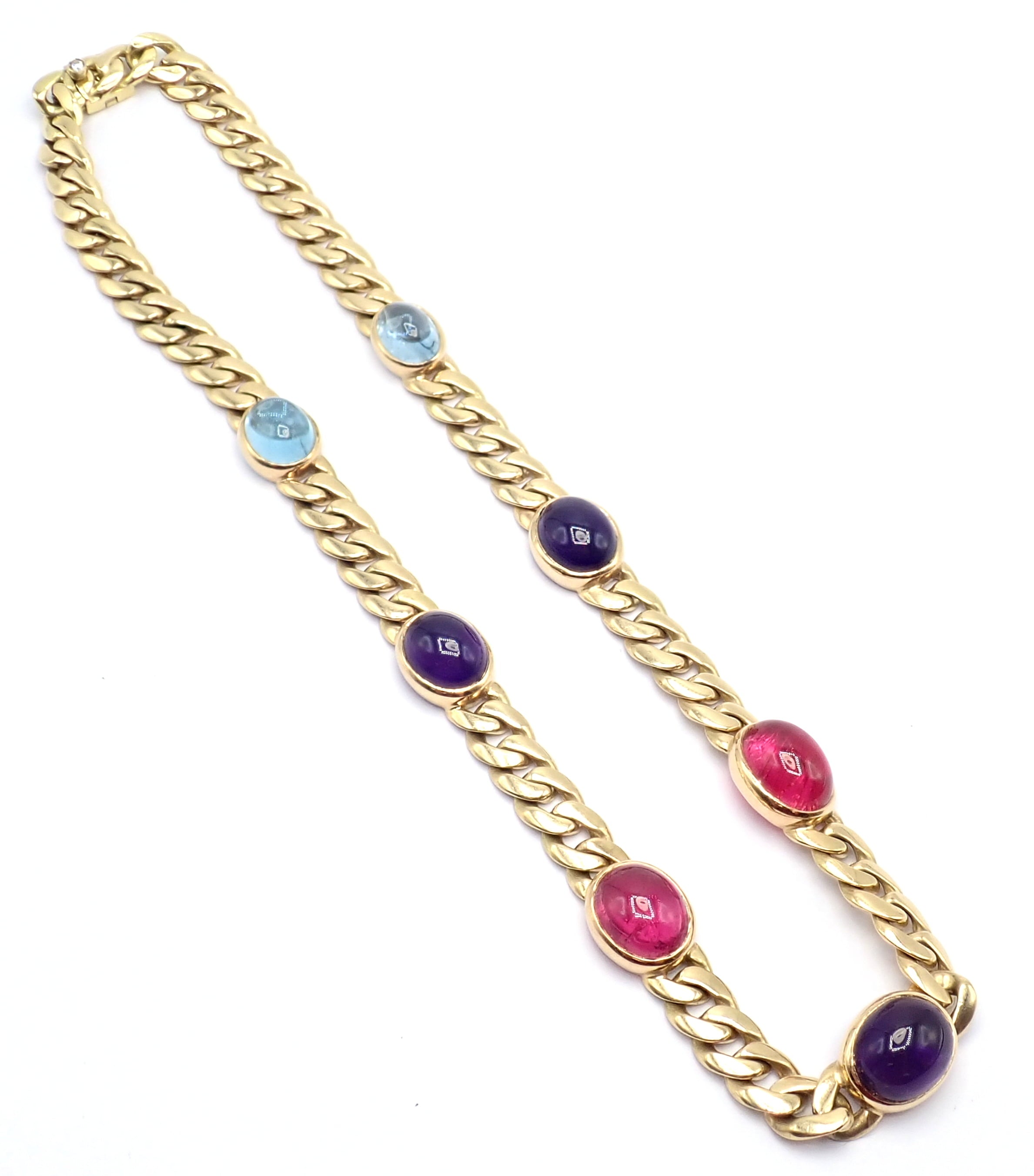 Rare! Vintage Bvlgari Bulgari 18k Yellow Gold Color Stone Link Necklace | Fortrove