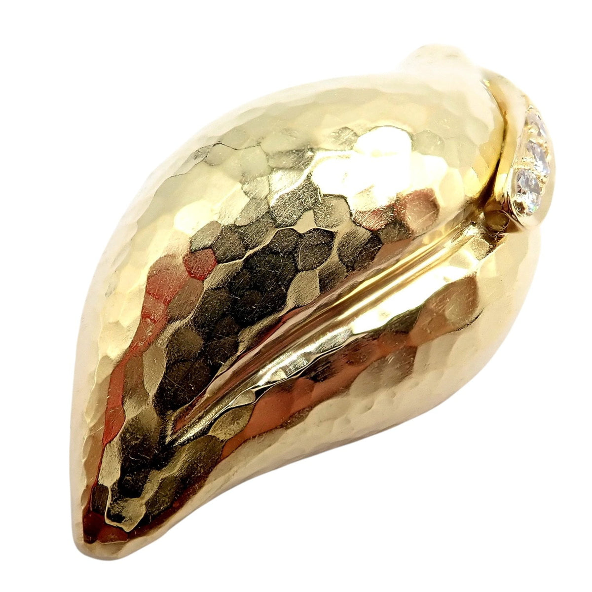 Tiffany & Co. Jewelry & Watches:Fine Jewelry:Brooches & Pins Vintage Tiffany & Co. Picasso Hammered 18k Yellow Gold Diamond Leaf Brooch 1989