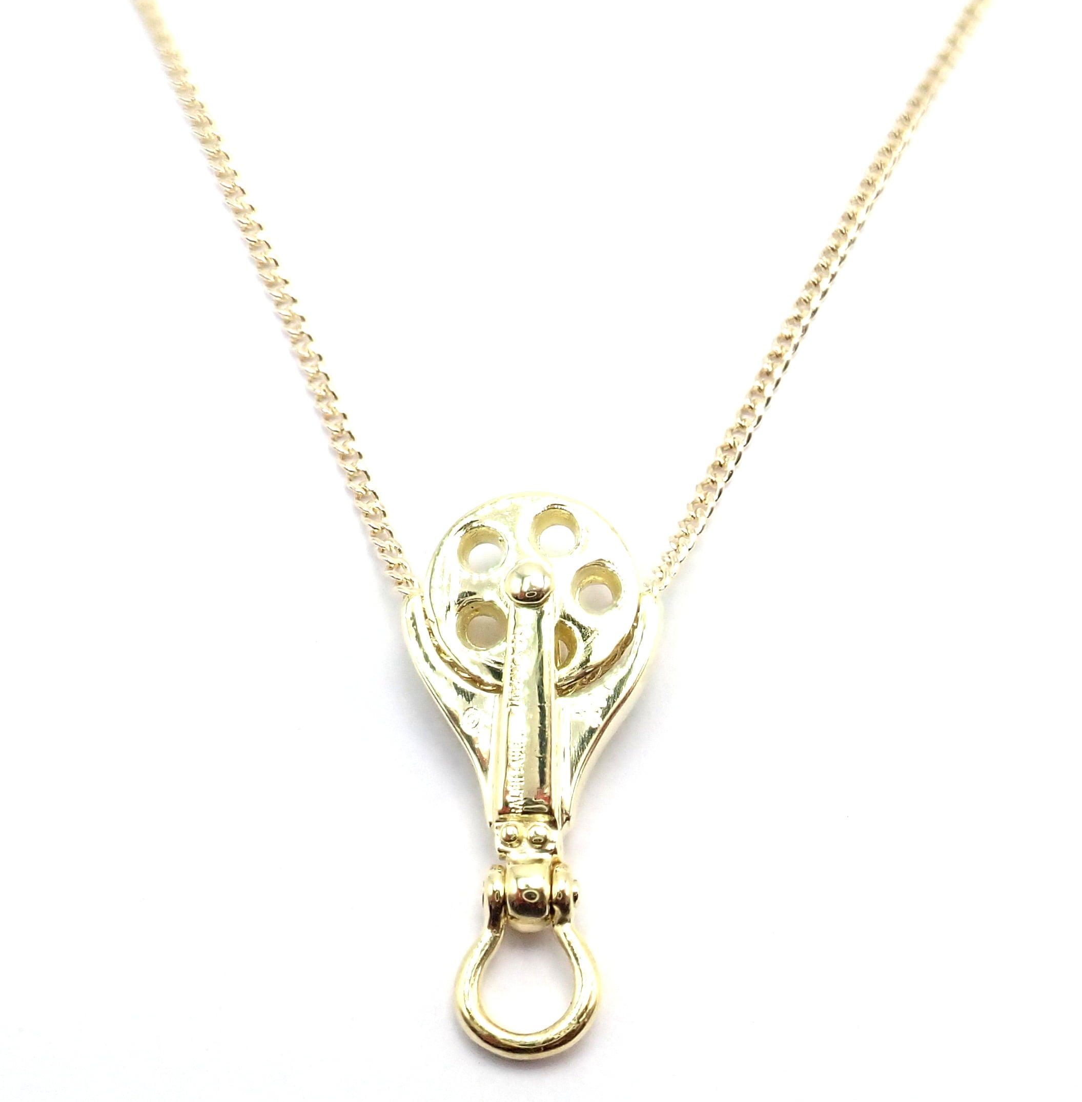 Vintage! Tiffany & Co Ralph Lauren 18k Yellow Gold Pulley Pendant Necklace | Fortrove