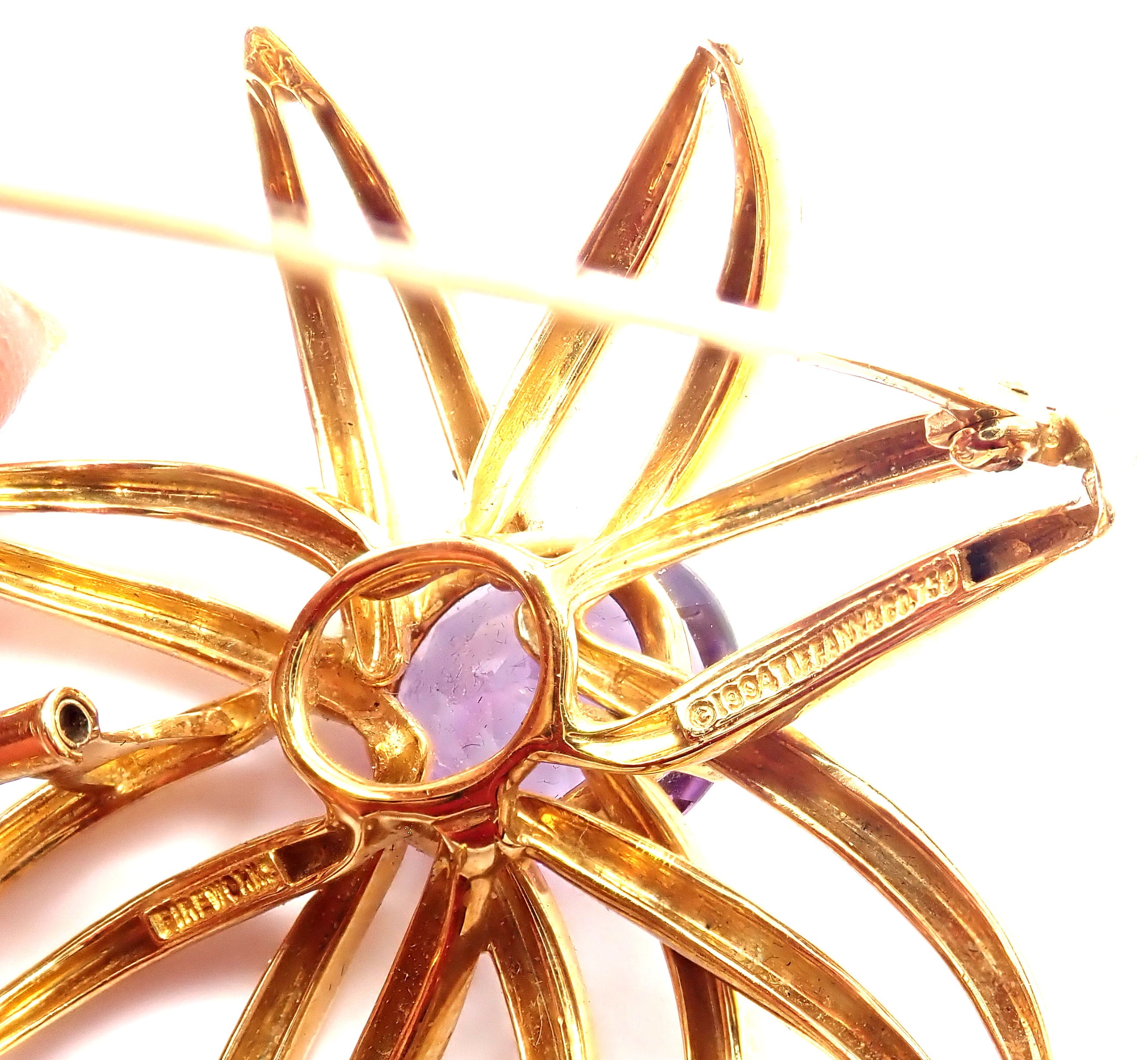 Tiffany & Co. Jewelry & Watches:Fine Jewelry:Brooches & Pins Authentic! Tiffany & Co Fireworks 18k Yellow Gold Amethyst Pin Brooch 1994