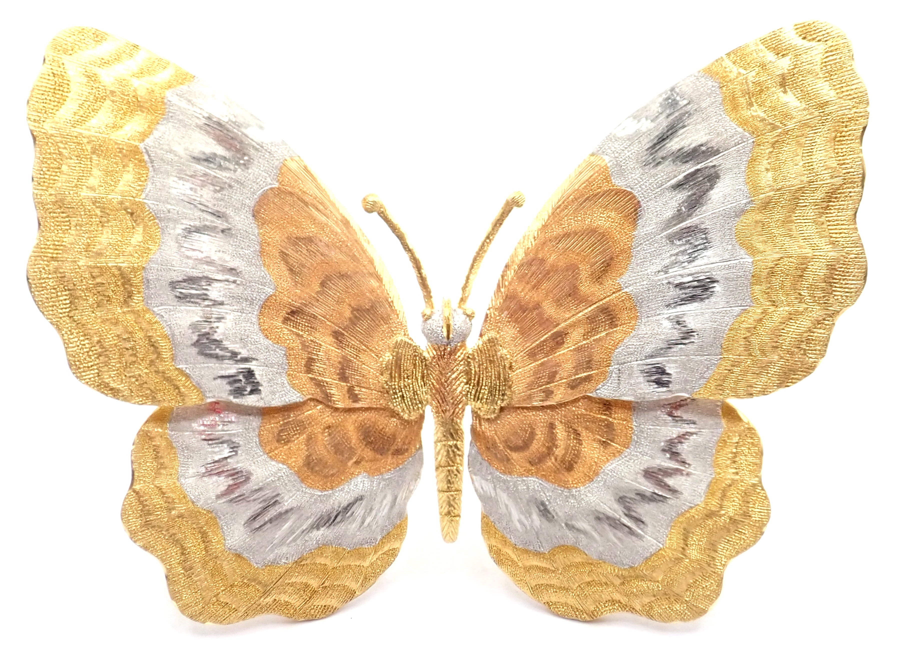 Buccellati Jewelry & Watches:Fine Jewelry:Brooches & Pins Authentic! Buccellati 18k Yellow White Rose Gold Large Butterfly Pin Brooch