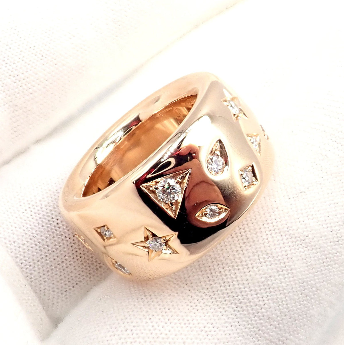 Pomellato Jewelry & Watches:Fine Jewelry:Rings Rare! Pomellato 18k Rose Gold Diamond Wide Band Maxi Iconica Ring 52 6