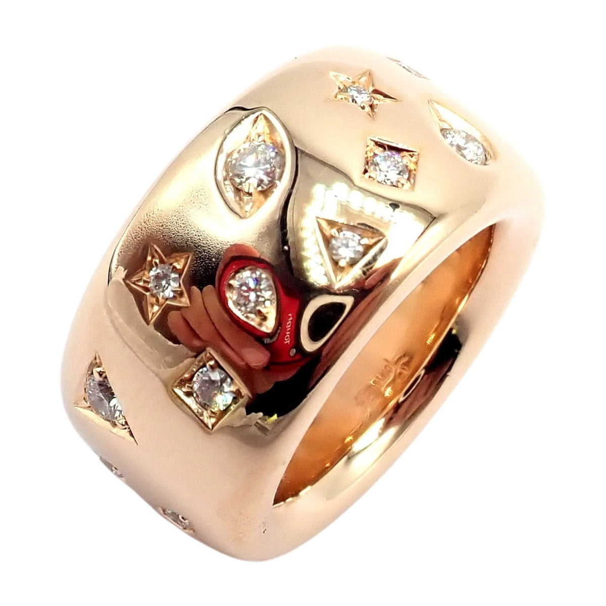 Pomellato Jewelry & Watches:Fine Jewelry:Rings Rare! Pomellato 18k Rose Gold Diamond Wide Band Maxi Iconica Ring 52 6