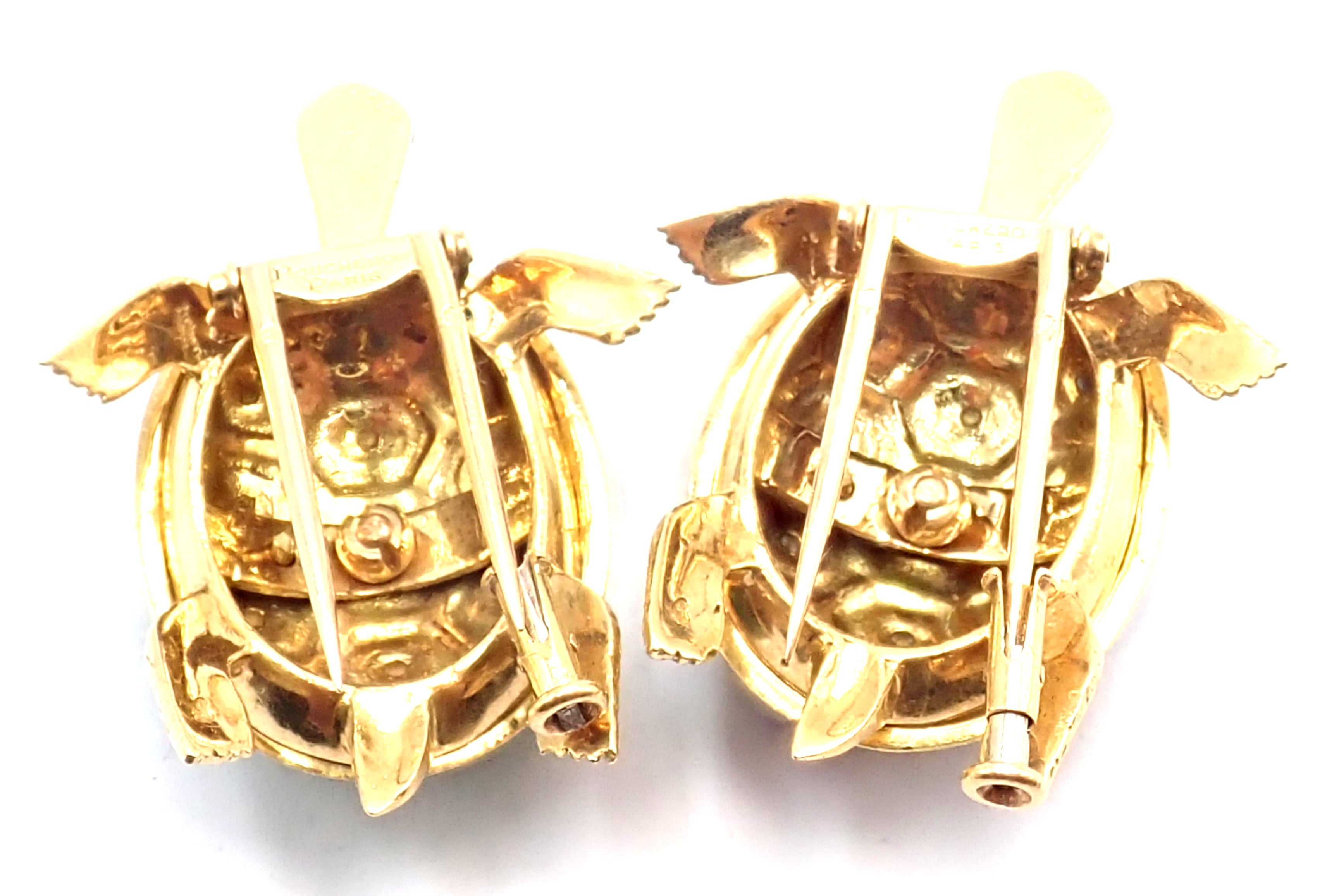 Boucheron Jewelry & Watches:Fine Jewelry:Brooches & Pins Vintage! Boucheron France 18k Yellow Gold Enamel Set Of Two Turtle Brooches