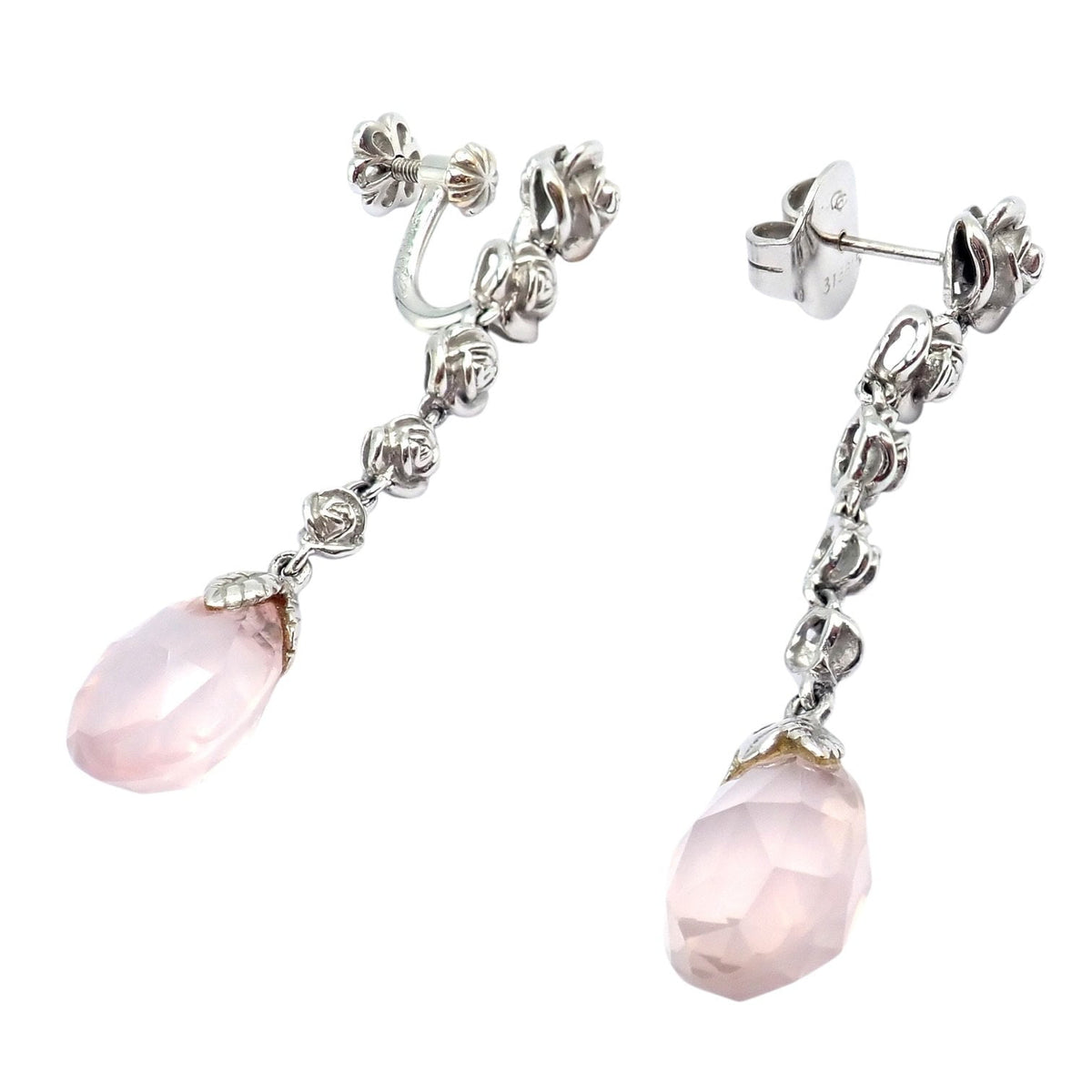 Carrera y Carrera Jewelry & Watches:Fine Jewelry:Earrings Rare! Carrera Y Carrera CyC 18k White Gold Pink Stone Rose Unique Earrings