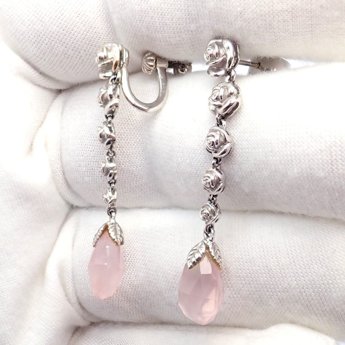 Carrera y Carrera Jewelry & Watches:Fine Jewelry:Earrings Rare! Carrera Y Carrera CyC 18k White Gold Pink Stone Rose Unique Earrings