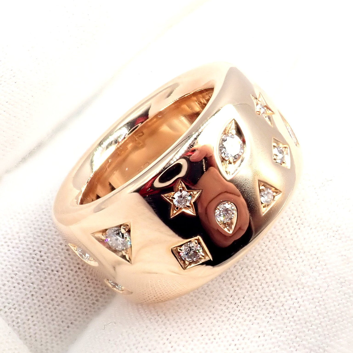 Pomellato Jewelry & Watches:Fine Jewelry:Rings Rare! Pomellato 18k Rose Gold Diamond Wide Band Maxi Iconica Ring 52 6