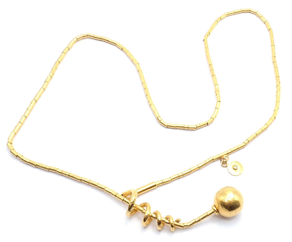 Gurhan Jewelry & Watches:Fine Jewelry:Necklaces & Pendants Authentic! Gurhan Vertigo 24k Yellow Gold Ruby Lariat Beaded Spiral Necklace