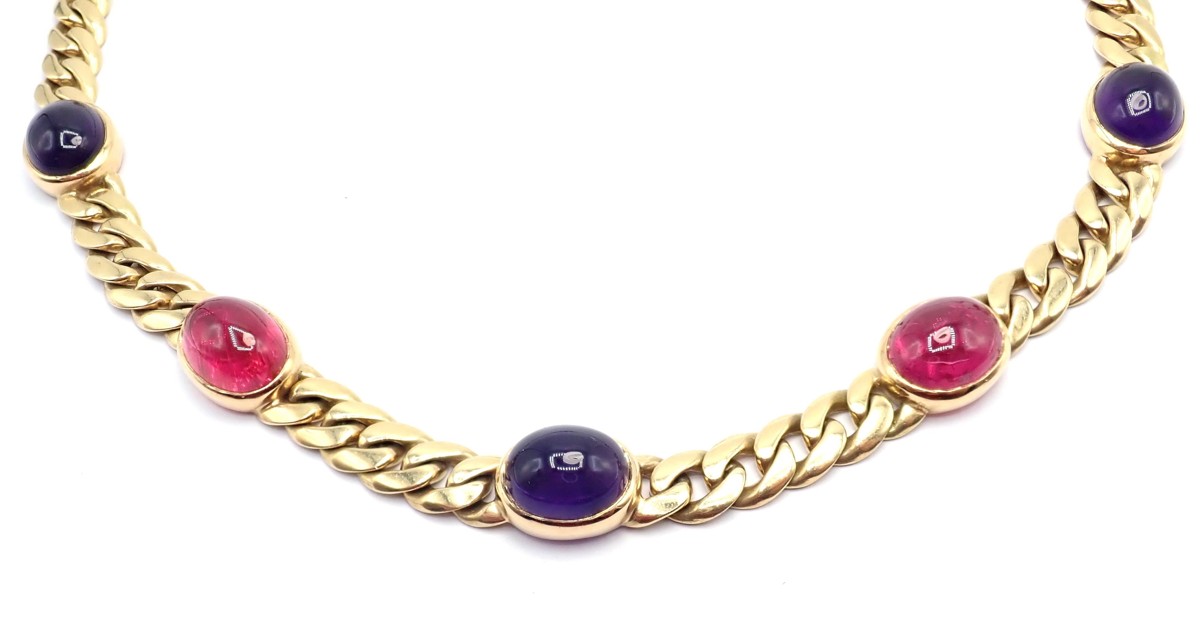 Rare! Vintage Bvlgari Bulgari 18k Yellow Gold Color Stone Link Necklace | Fortrove