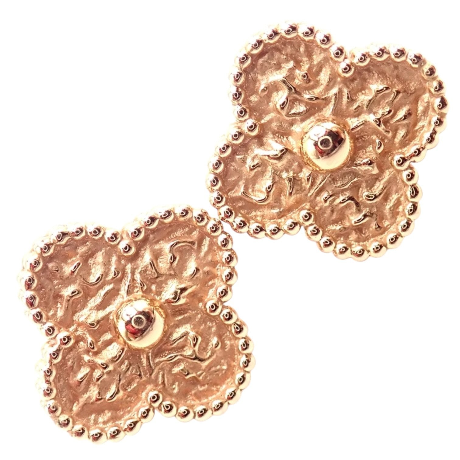 Van Cleef & Arpels Jewelry & Watches:Fine Jewelry:Earrings Authentic! Van Cleef & Arpels Vintage Alhambra 18k Rose Gold Earrings Cert.