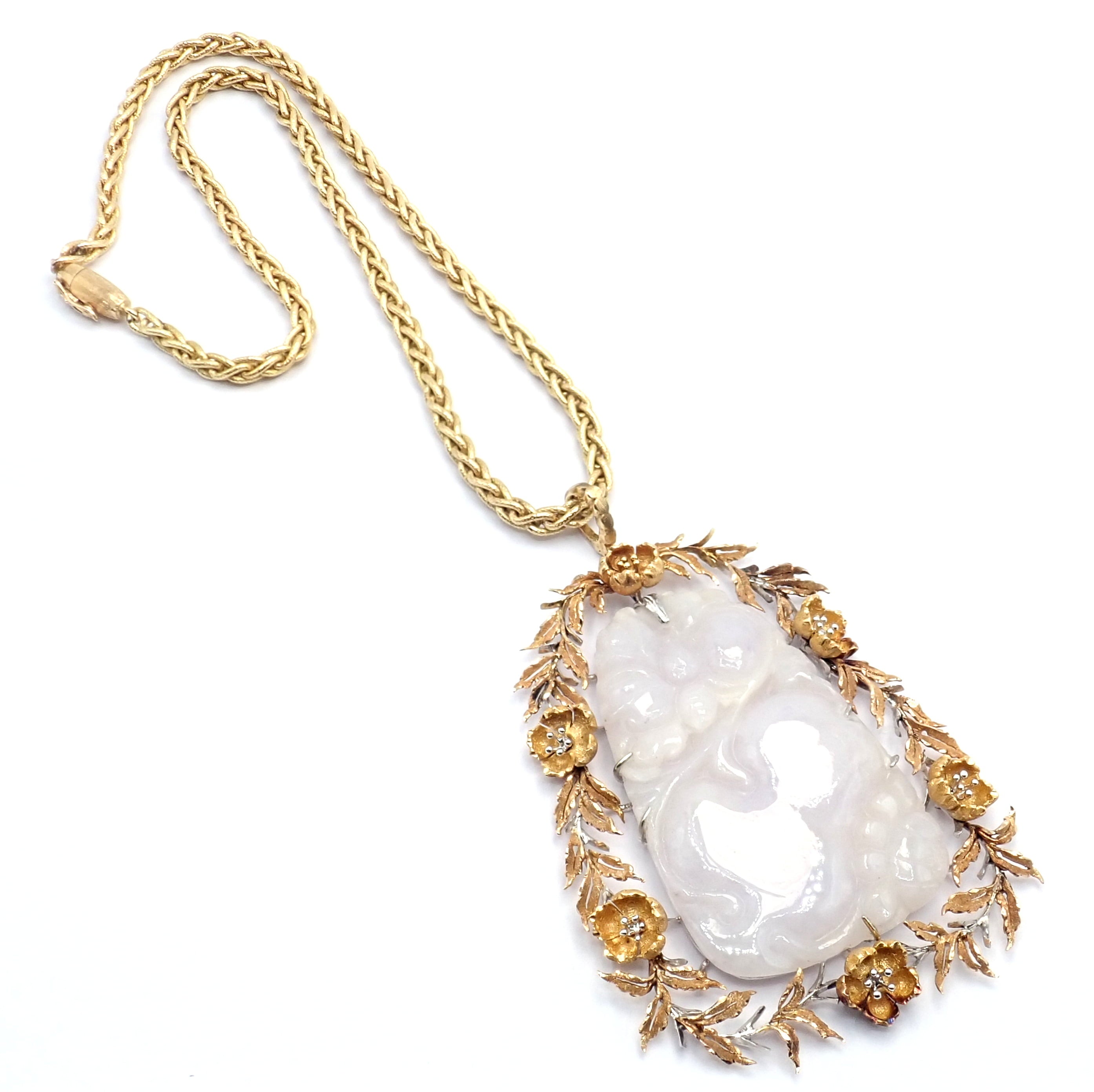 Buccellati Jewelry & Watches:Fine Jewelry:Necklaces & Pendants Authentic! Vintage Buccellati 18k Yellow Gold Lavender Jade Pendant Necklace
