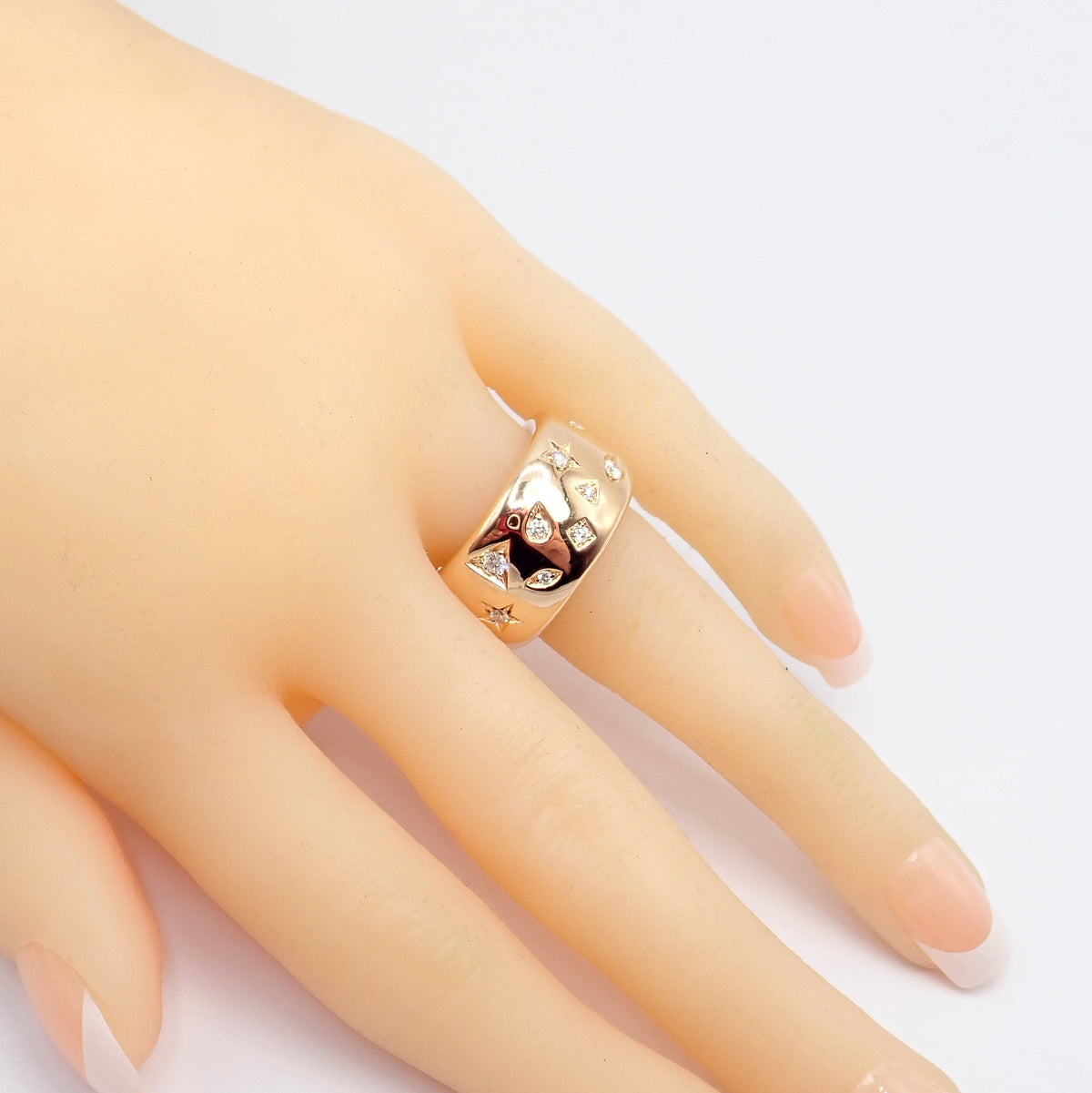 Pomellato Jewelry & Watches:Fine Jewelry:Rings Rare! Pomellato 18k Rose Gold Diamond Wide Band Maxi Iconica Ring 52 6