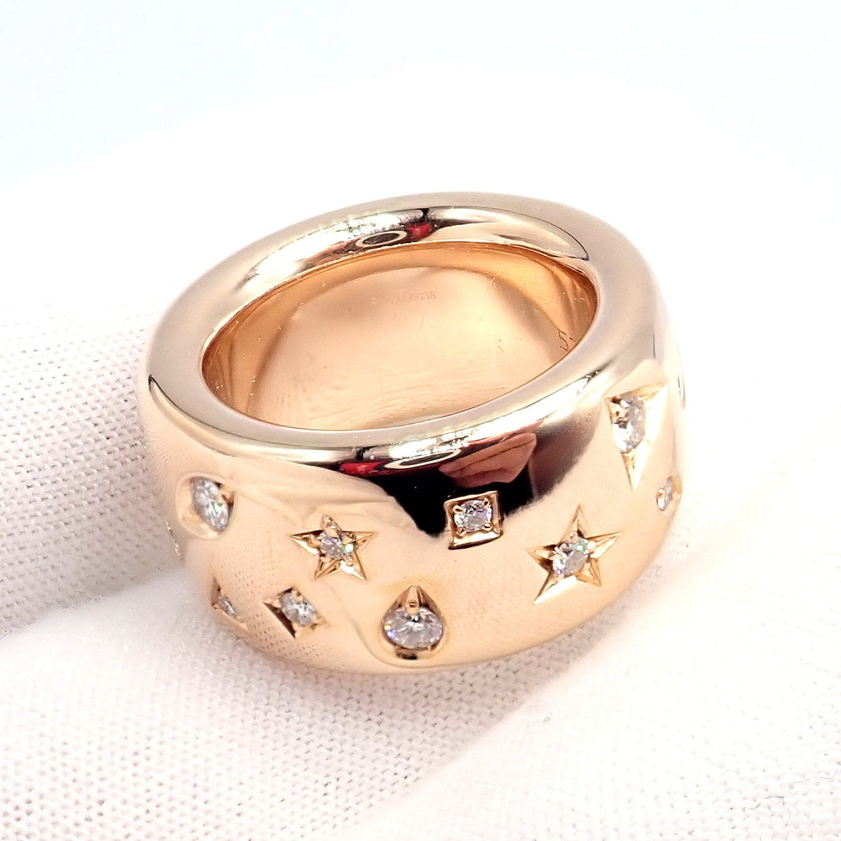Pomellato Jewelry & Watches:Fine Jewelry:Rings Rare! Pomellato 18k Rose Gold Diamond Wide Band Maxi Iconica Ring 52 6